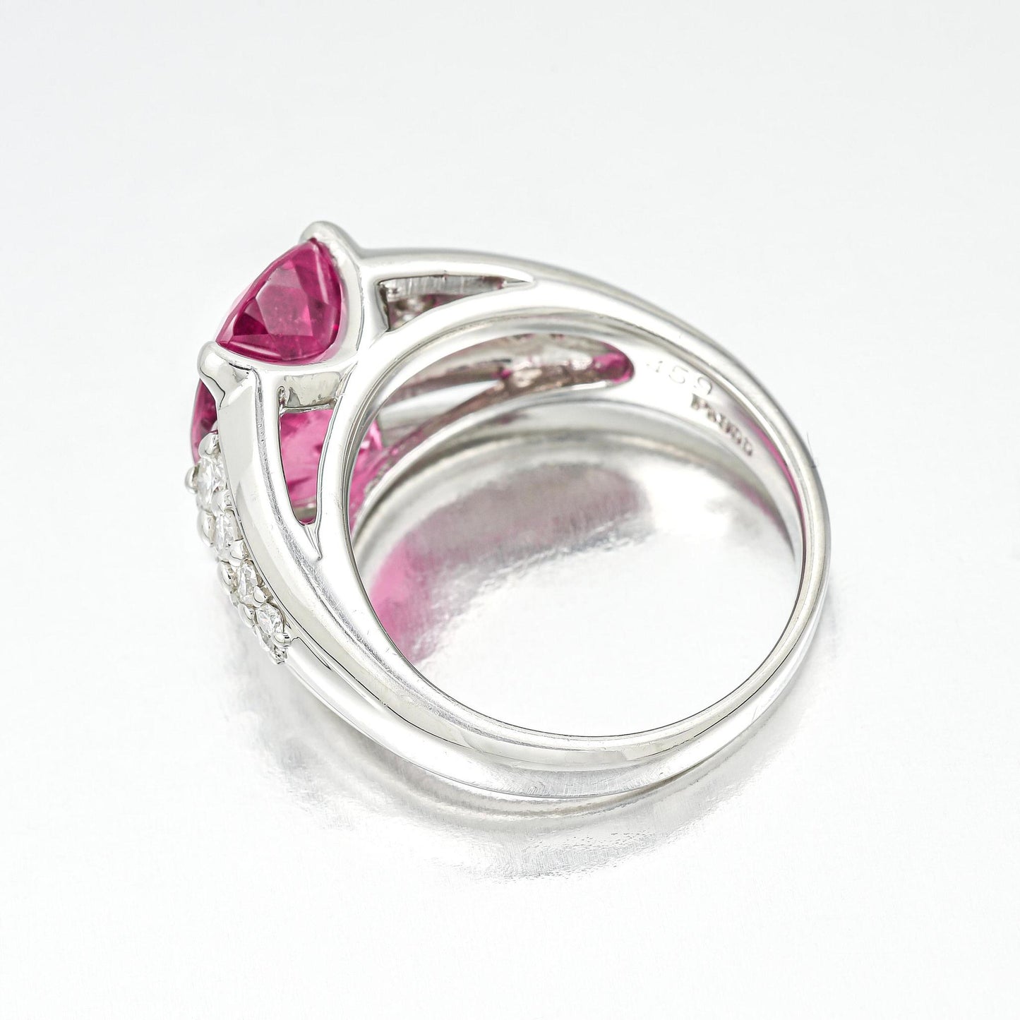 Pink Tourmaline Ring Diamond Setting 5.10 Carats Platinum