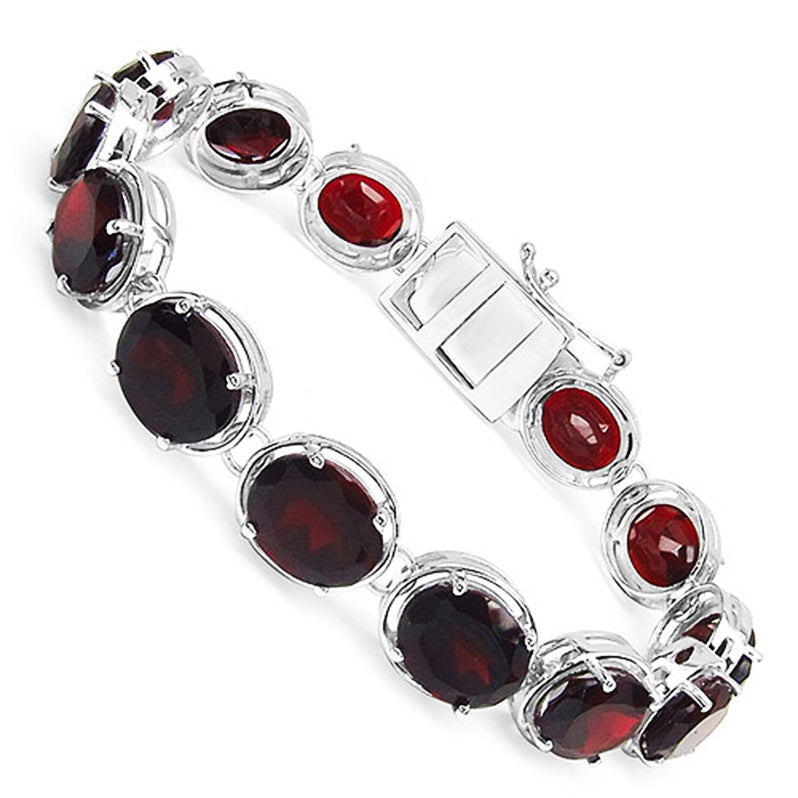Natural Red Garnet Bracelet 35 Carats Sterling Silver