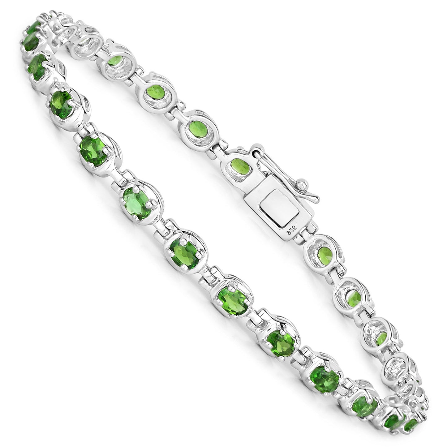 Natural Chrome Diopside Tennis Bracelet 4 Carats Sterling Silver