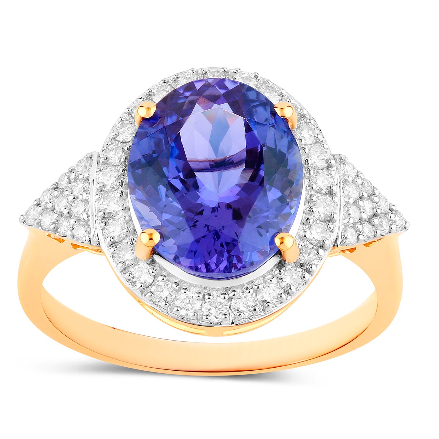 Tanzanite Ring Diamonds 4.12 Carats 14K Yellow Gold