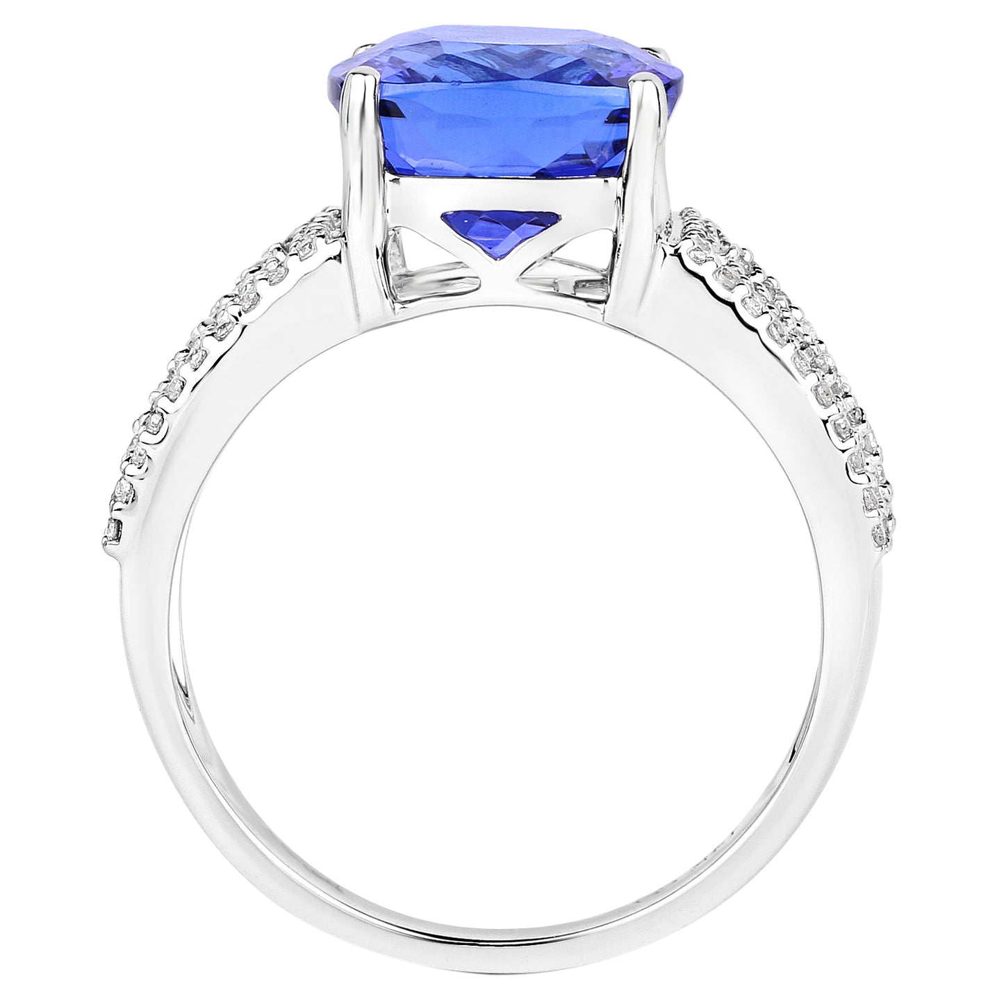 Tanzanite Cocktail Ring Diamond Setting 5.1 Carats Total 14K Gold