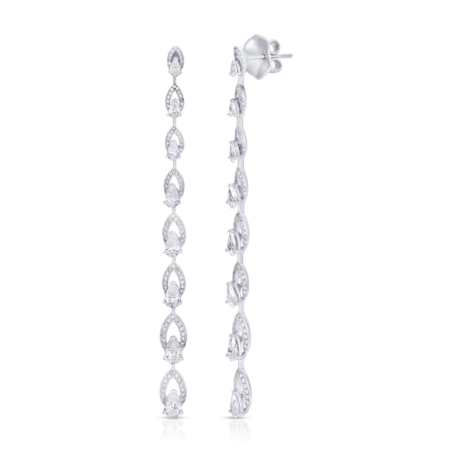 Stunning Diamond Chandelier Earrings 3.88 Carats 18K White Gold
