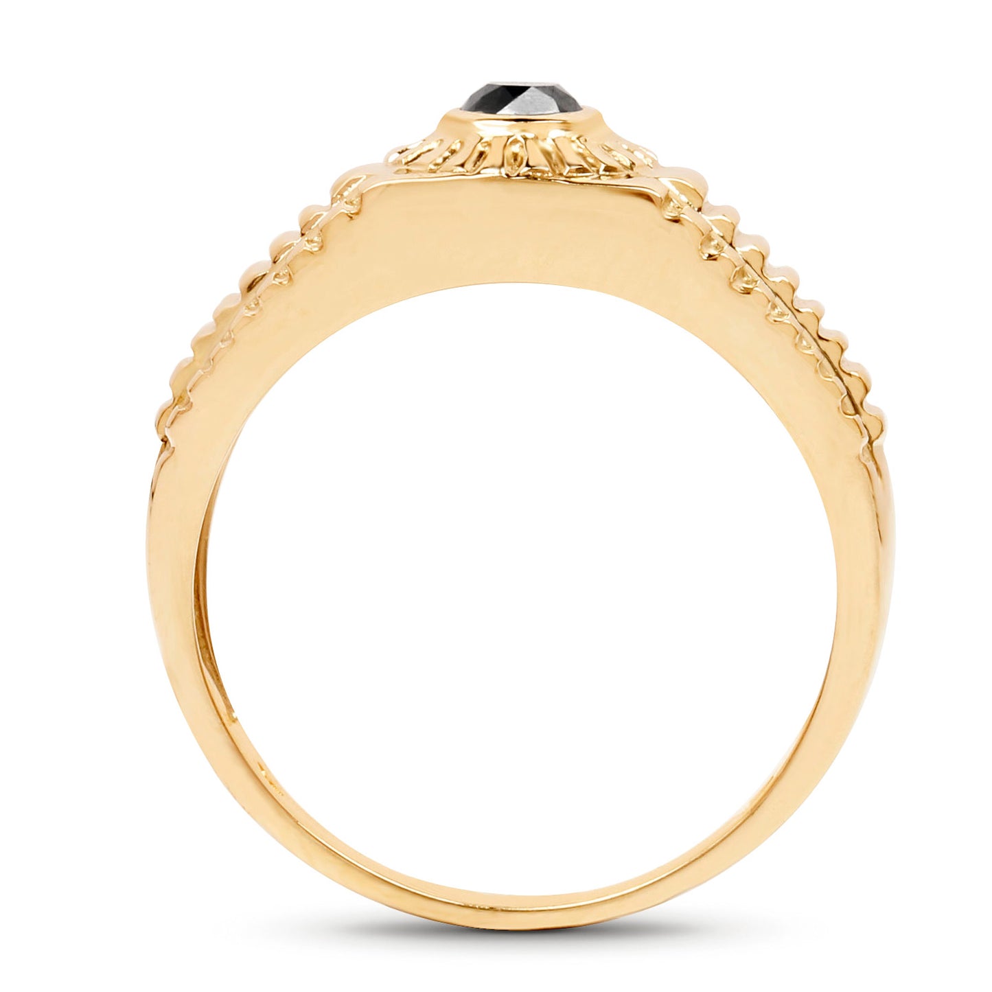 Black Diamond Ring 14K Yellow Gold Plated Silver