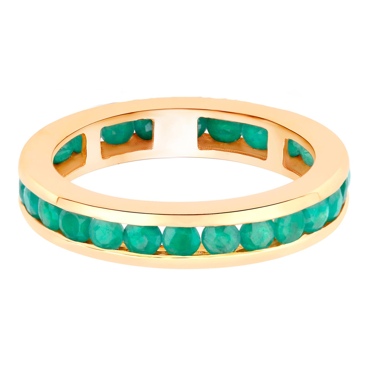 Emerald Eternity Band Ring 1.43 Carats 14K Yellow Gold
