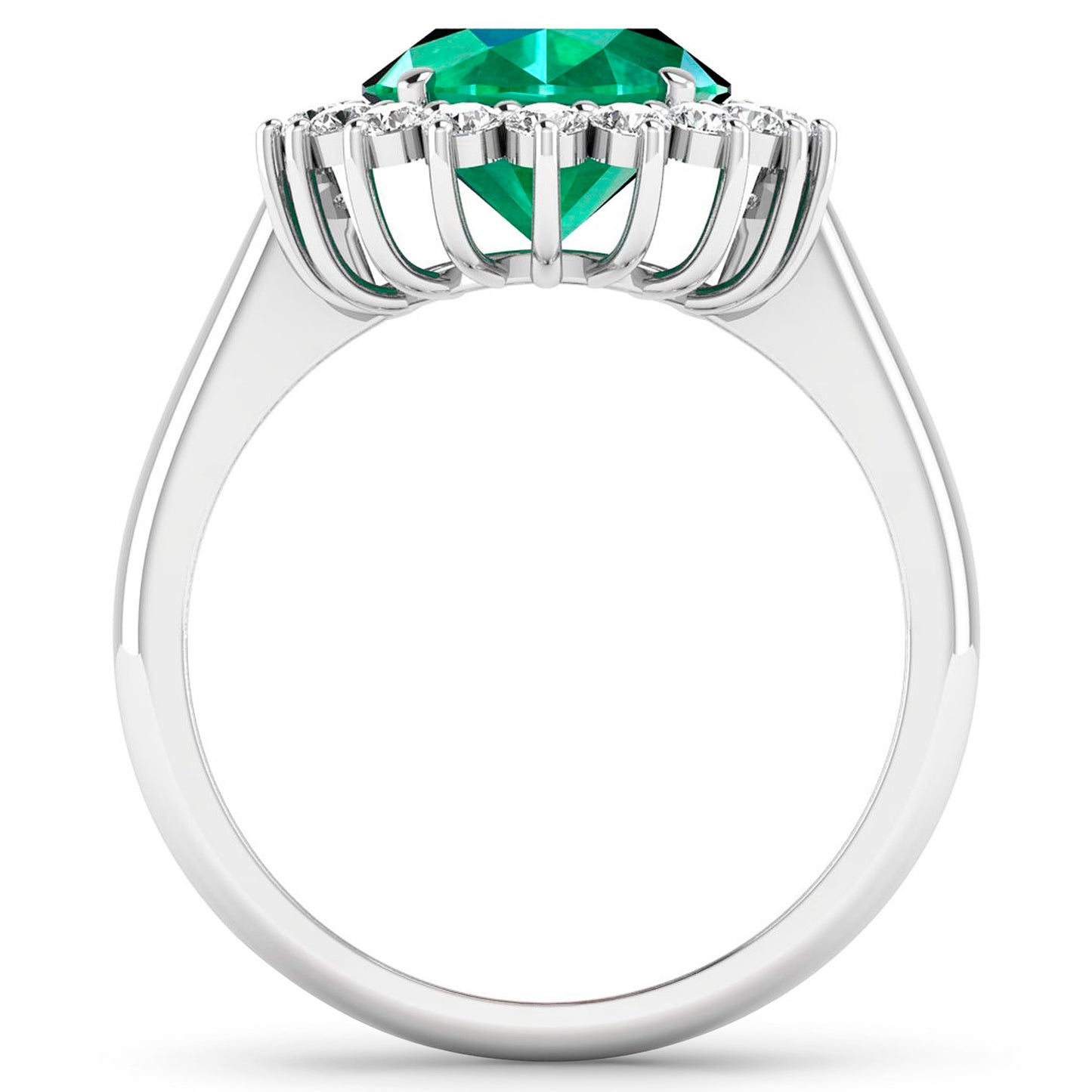 Zambian Emerald Cocktail Ring Diamond Setting 3.7 Carats Total 14K Gold
