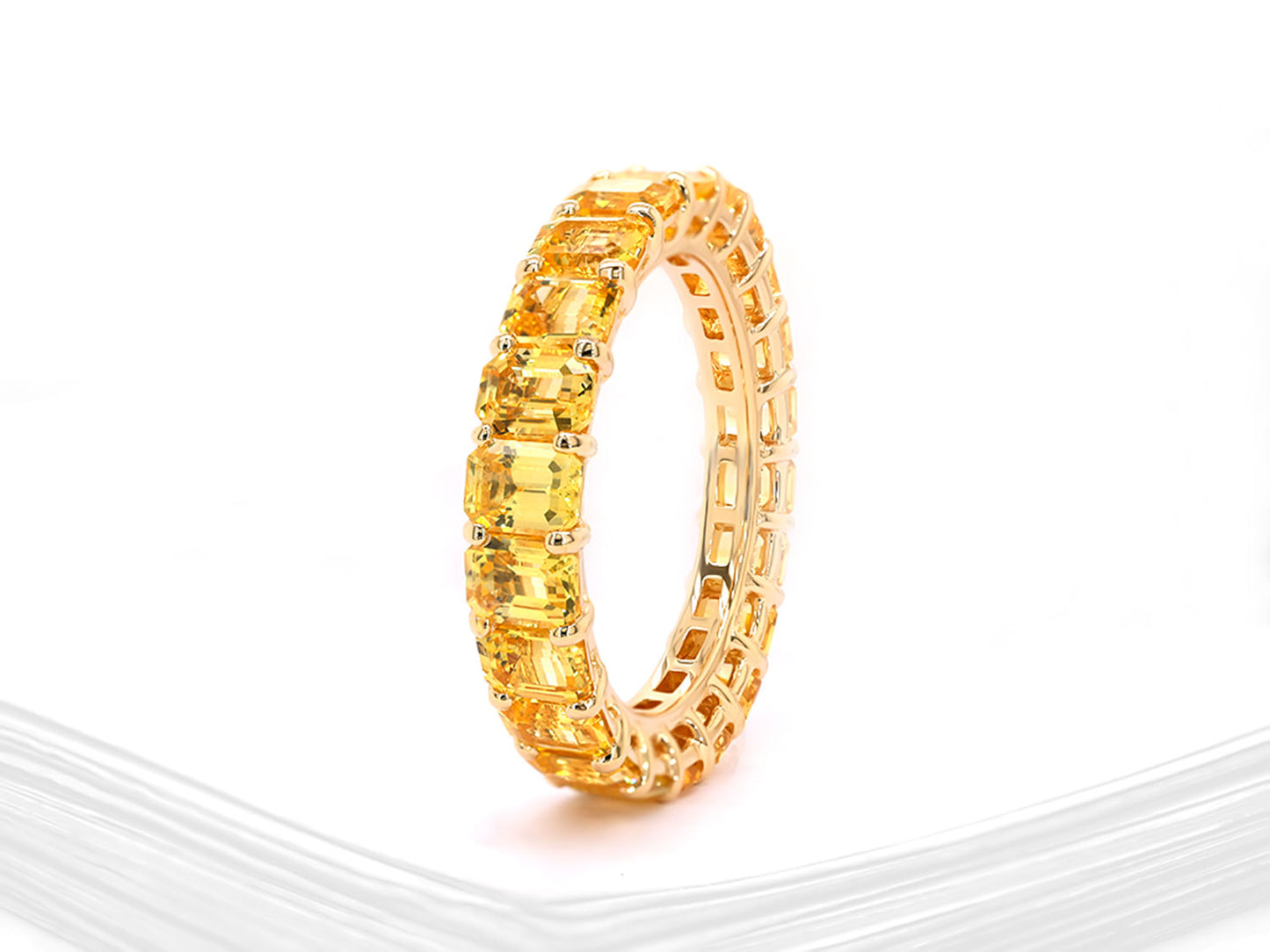 Yellow Sapphire Eternity Band Ring 5.50 Carats 18K Yellow Gold
