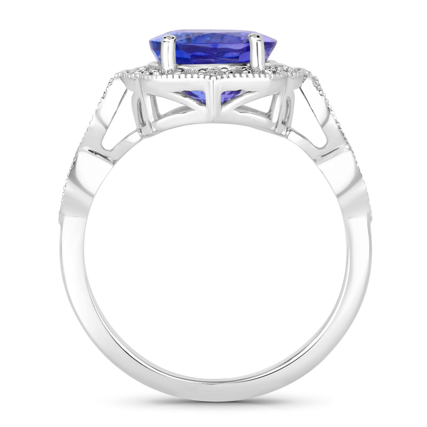 Tanzanite Ring Diamonds 3.82 Carats 14K White Gold