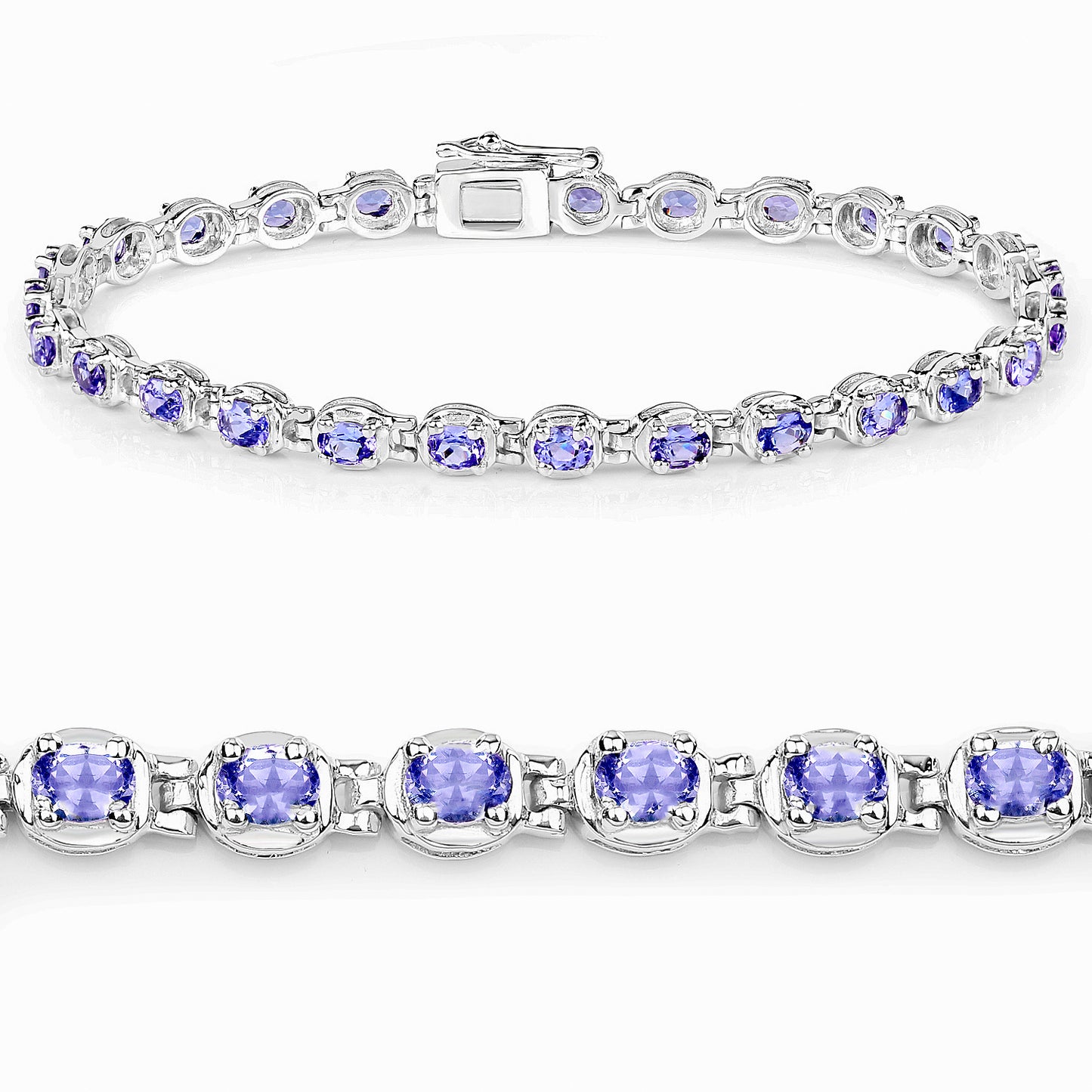 Tanzanite Tennis Bracelet 4.58 Carats Sterling Silver