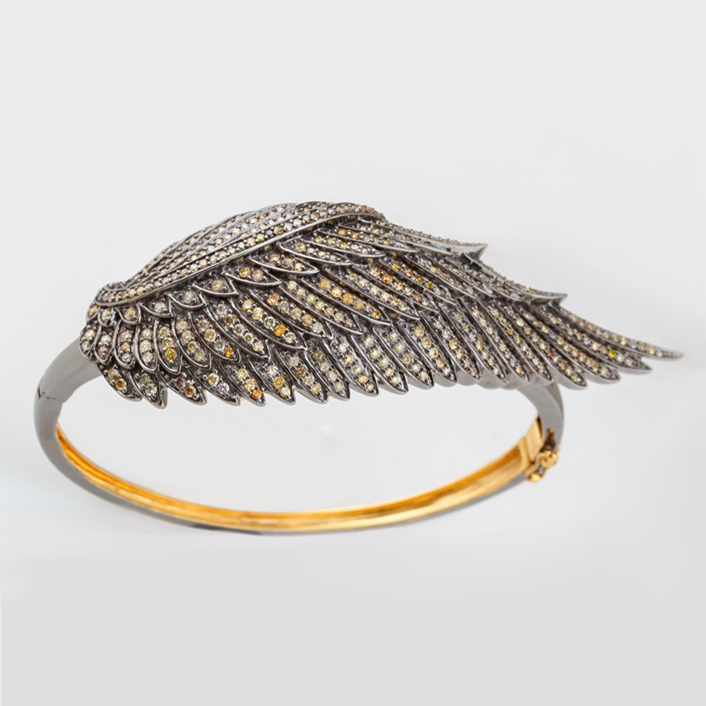 Multicolor Diamond Wing Bangle Bracelet 2.7 Carats