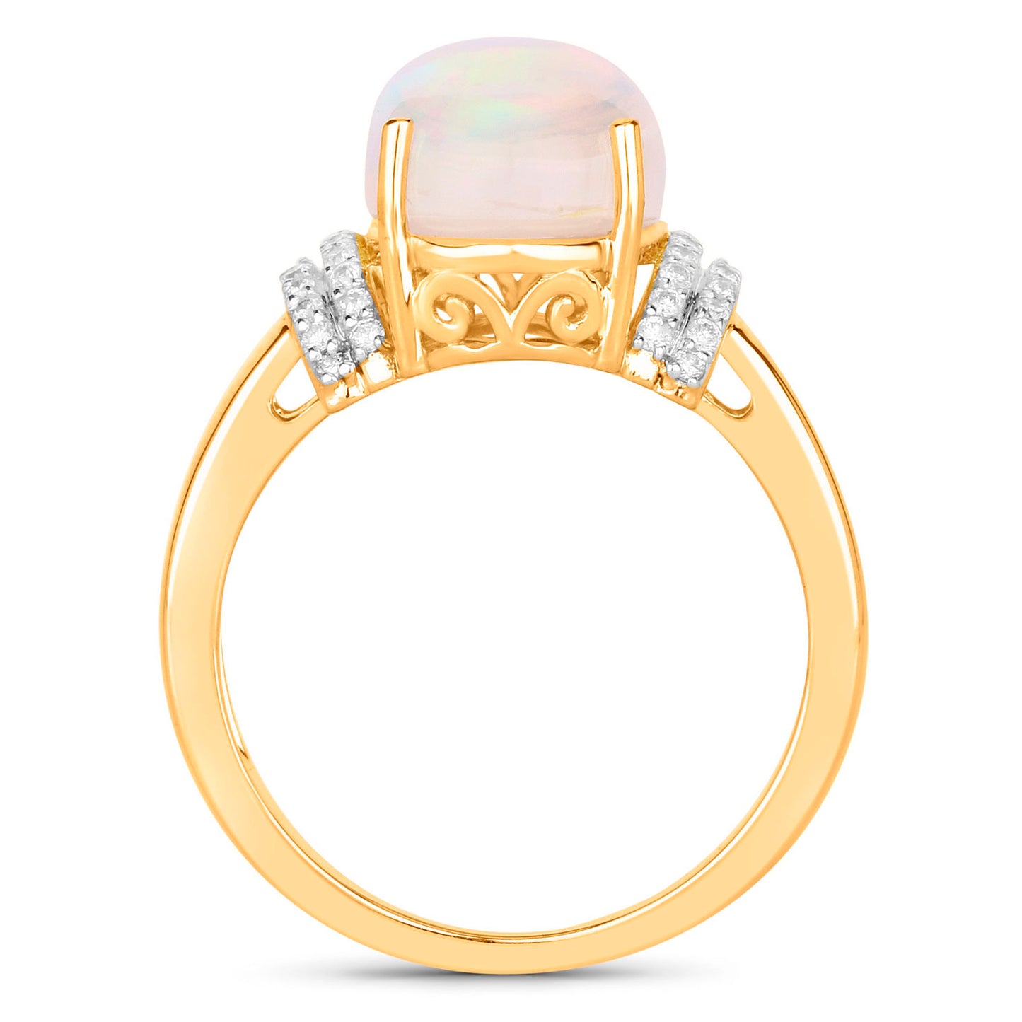 Ethiopian Opal Ring Diamonds 5.22 Carats 14K Yellow Gold
