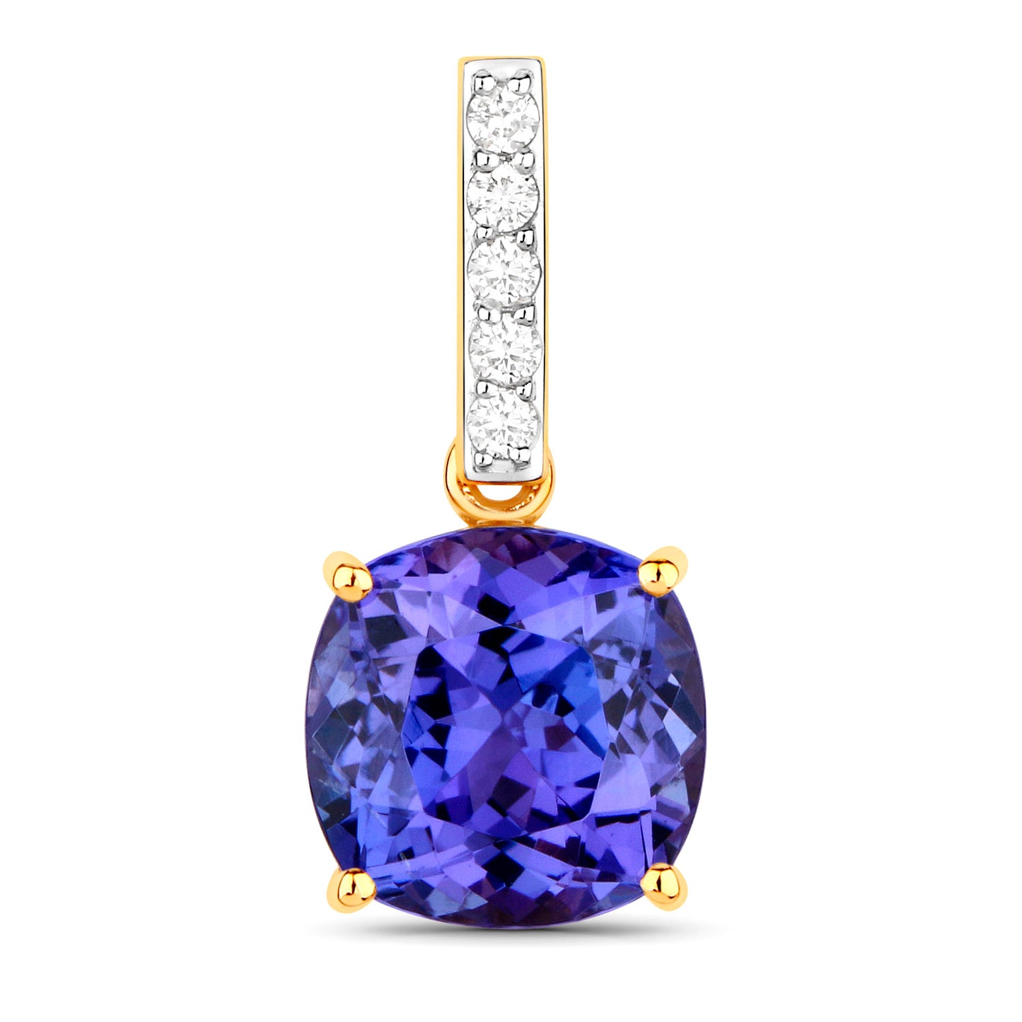 Tanzanite Dangle Earrings Diamond Setting 5.65 Carats 14K Yellow Gold