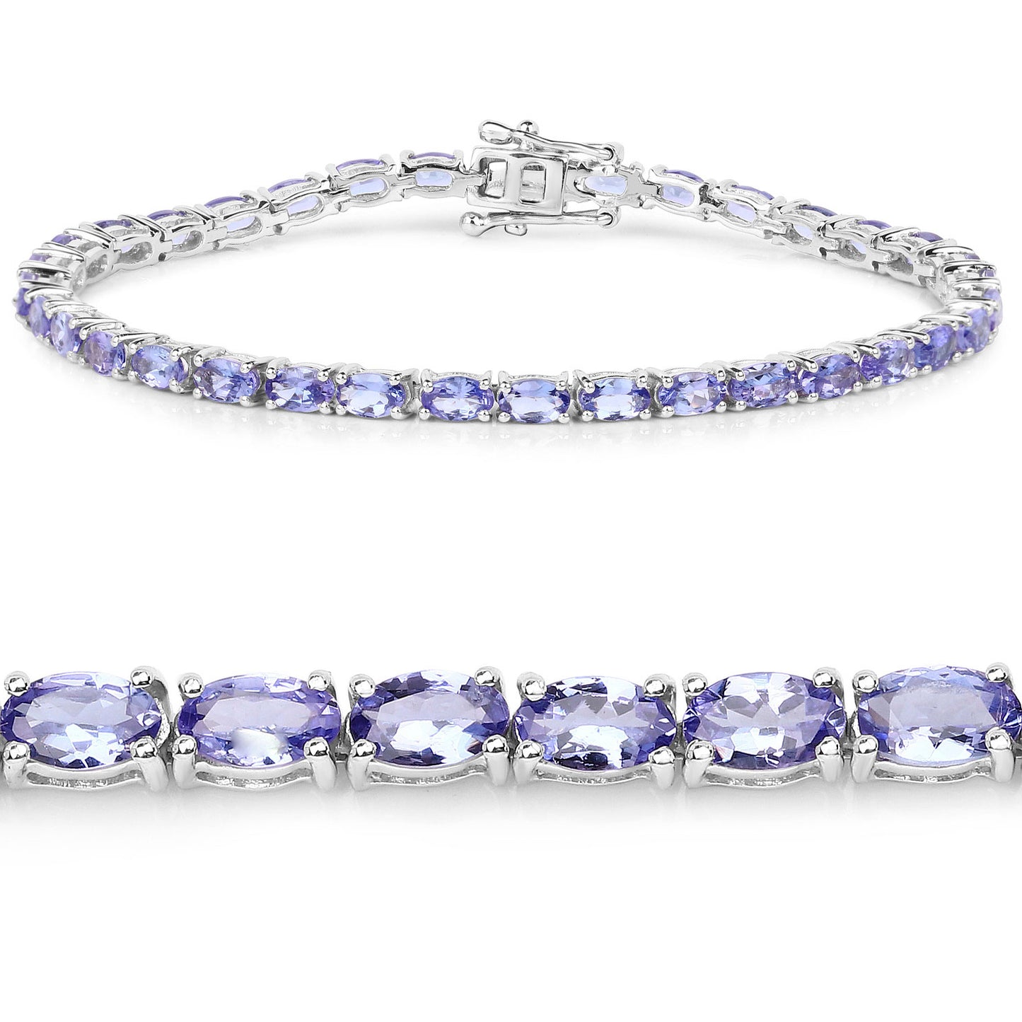 Tanzanite Tennis Bracelet 8.74 Carats Sterling Silver