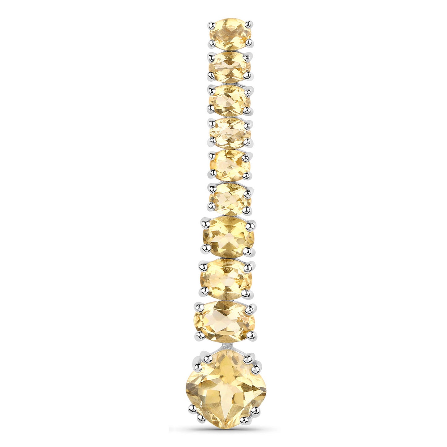Citrine Dangle Earrings 7.2 Carats 18K White Gold Plated Silver