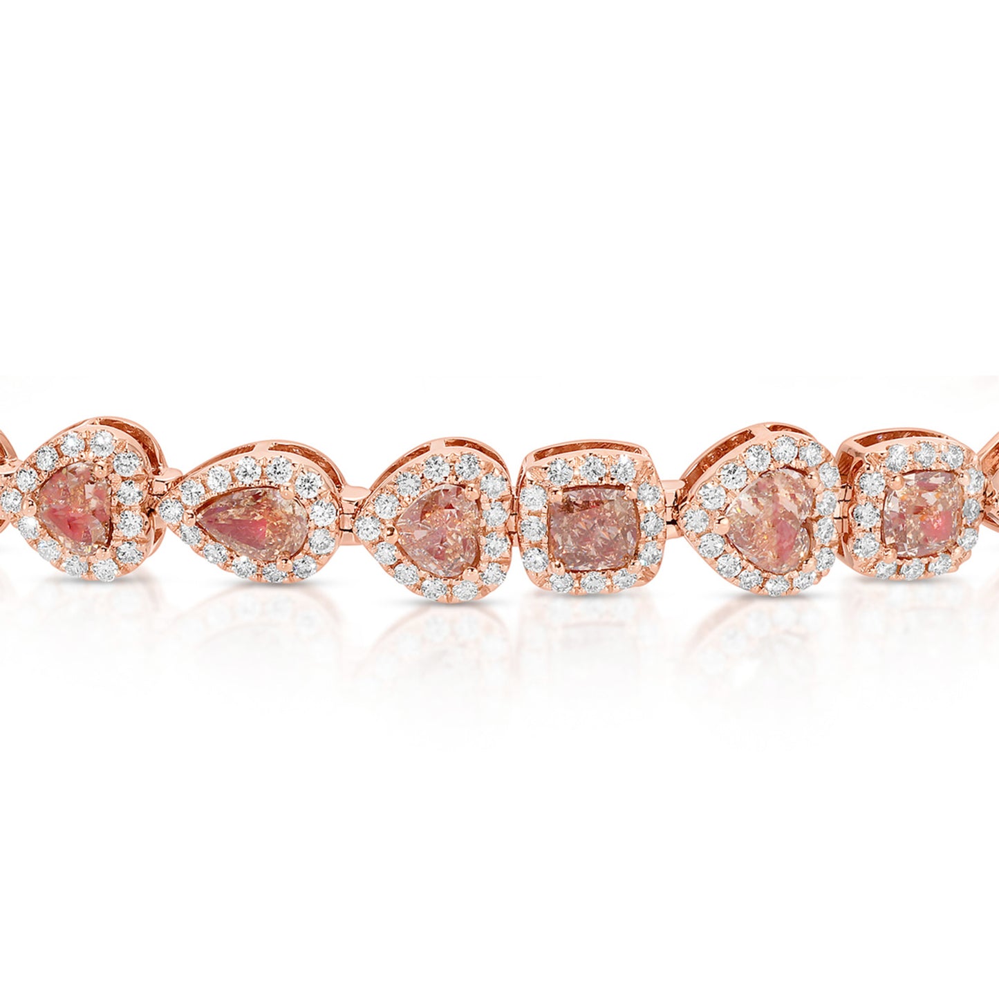 Pink Diamond Bracelet With Halo 7.5 Carats Total 18K Gold