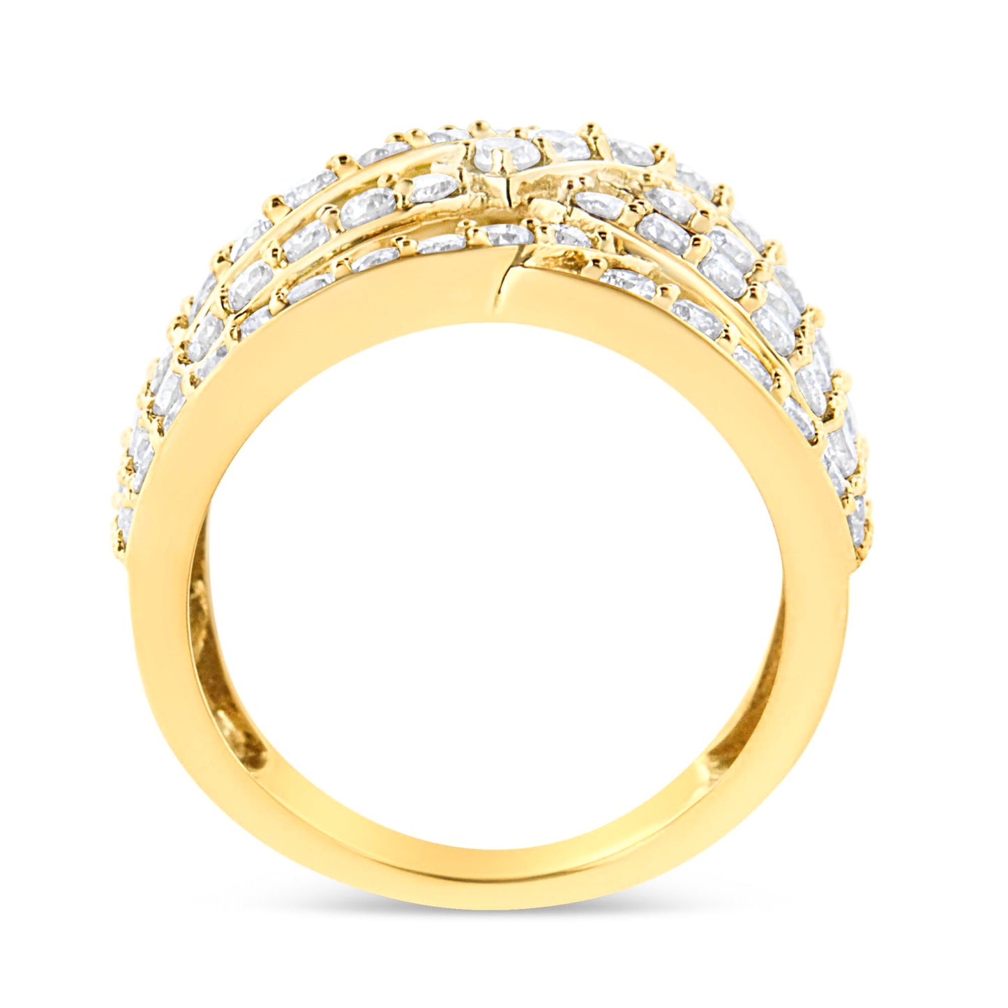 Six Band Diamond Bypass Cocktail Ring 3.12 Carats 10K Gold