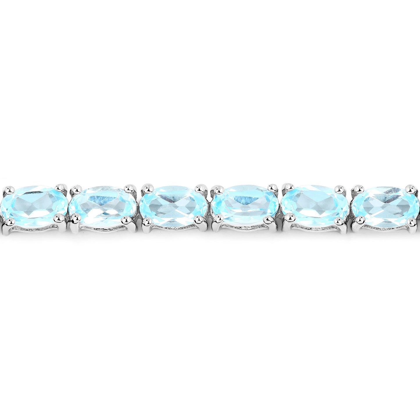Blue Topaz Tennis Bracelet 8.98 Carats 18K White Gold Plated Silver