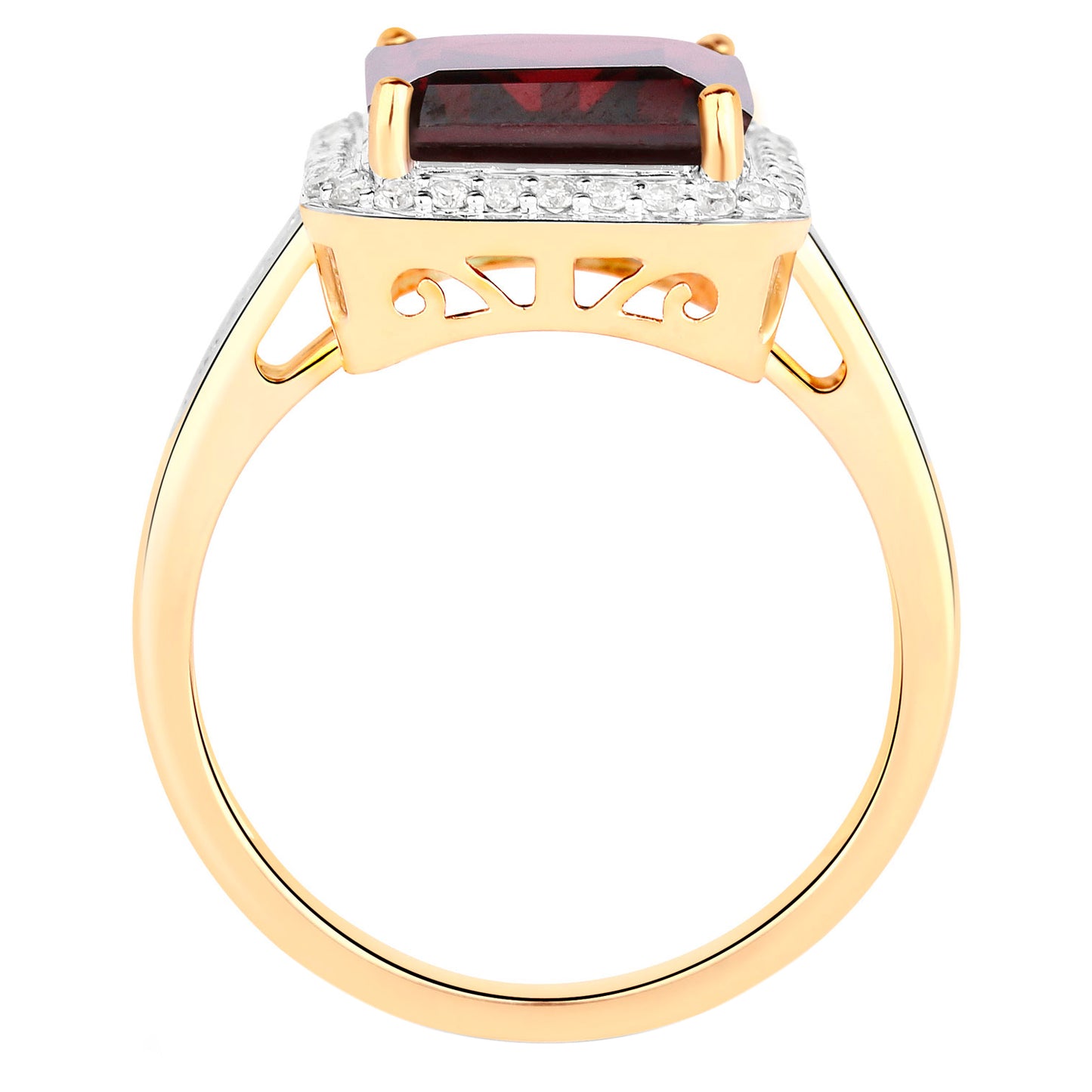 Rhodolite Garnet Cocktail Ring Diamond Setting 7.8 Carats Total 14K Gold