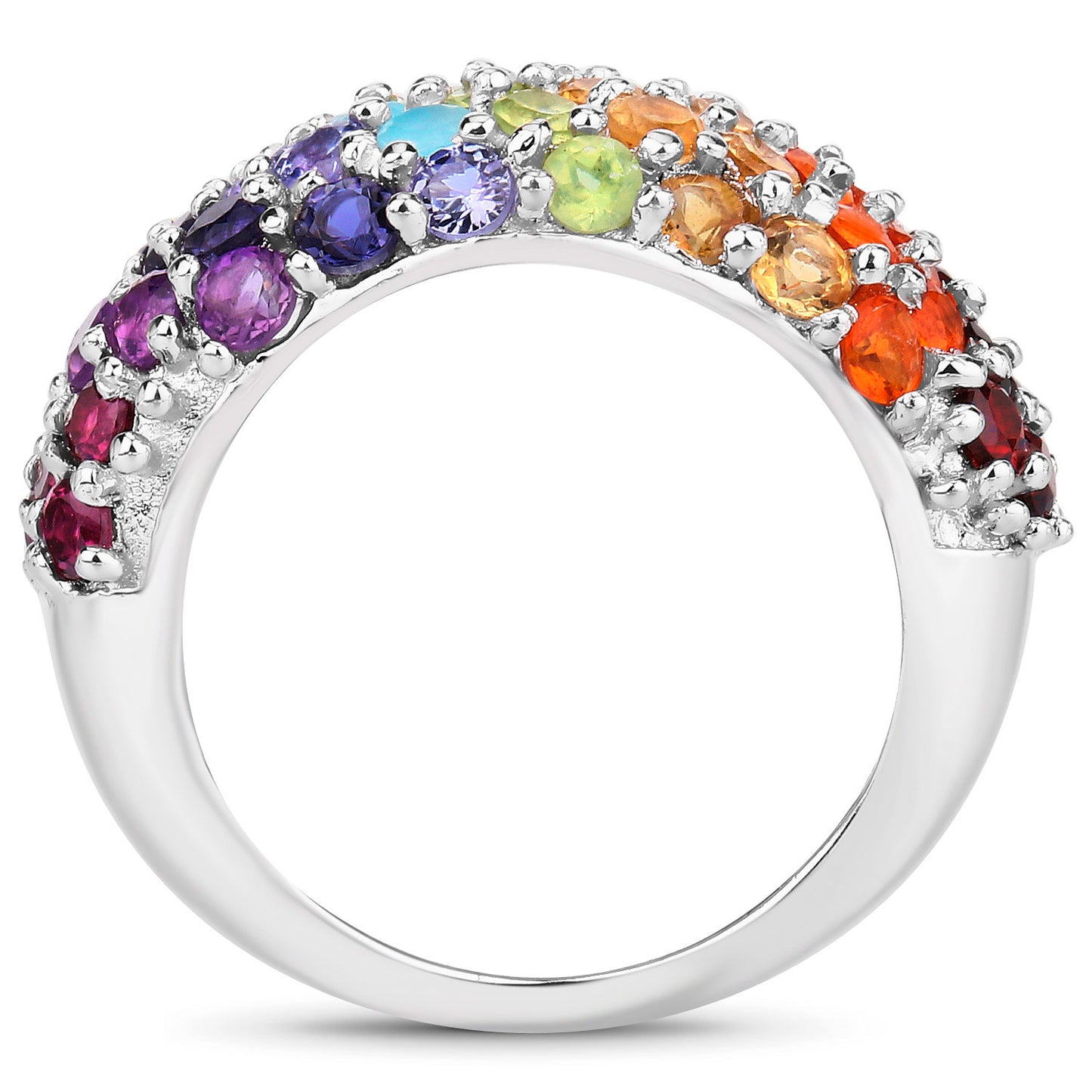 Multicolor Gemstones Cluster Ring 62 Gemstones 4.25 Carats