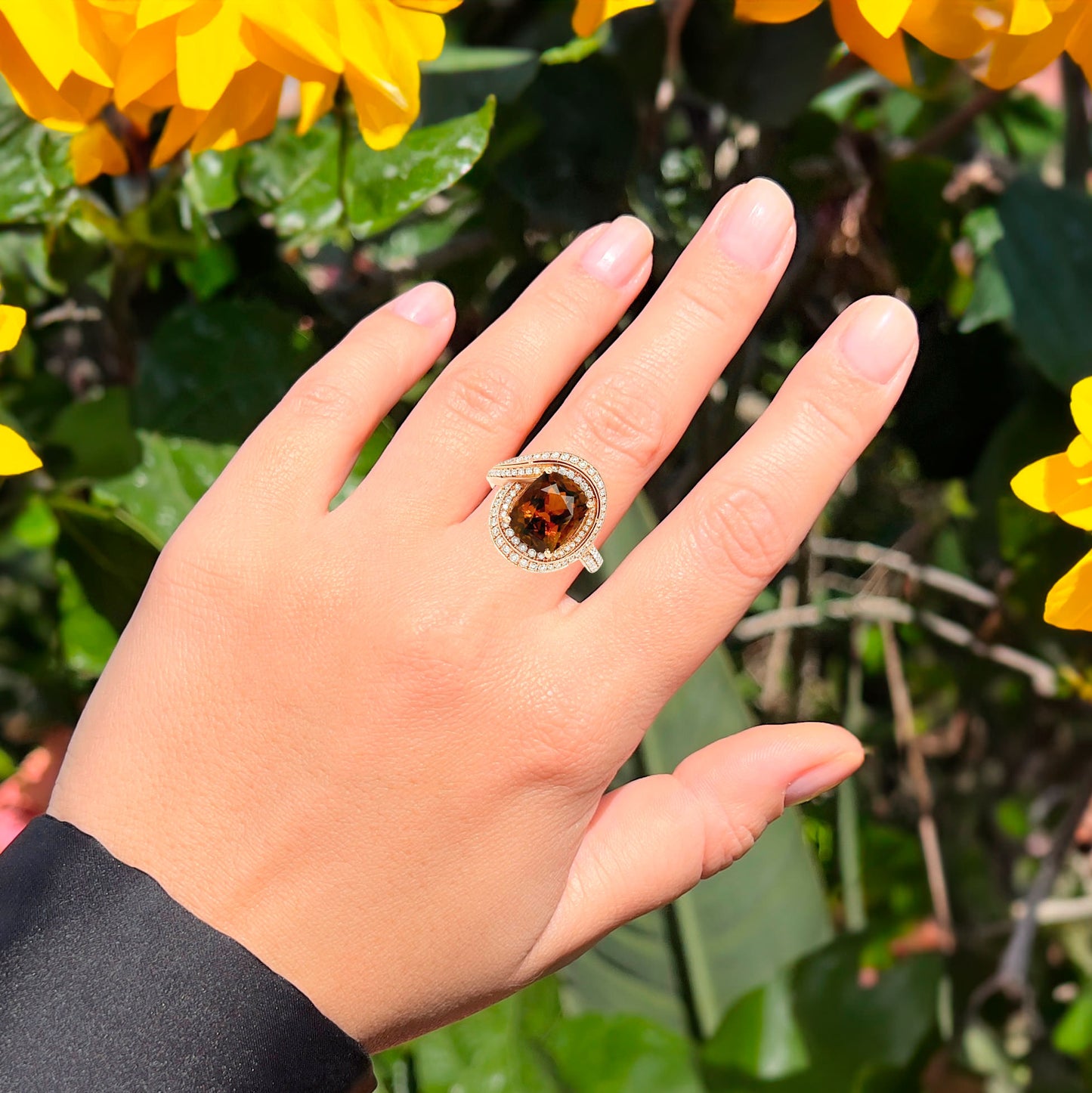 Tourmaline Ring With Diamonds 3.81 Carats 14K Rose Gold