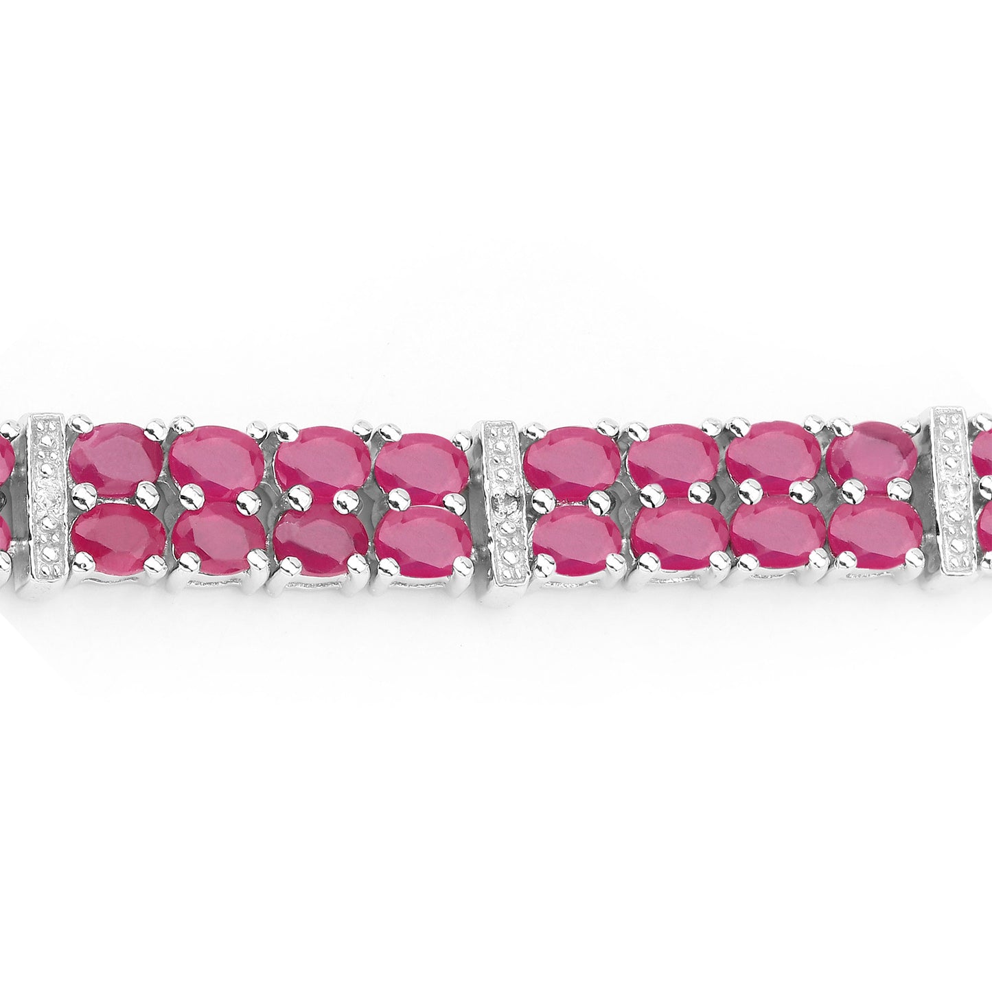 Ruby Tennis Bracelet With White Topaz 17.6 Carats Sterling Silver