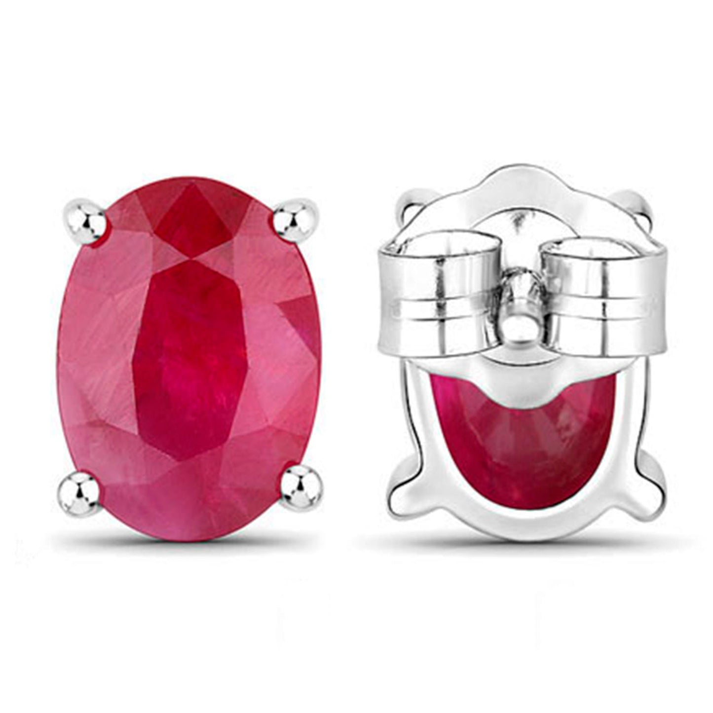 Ruby Earrings 1.68 Carats 14K White Gold