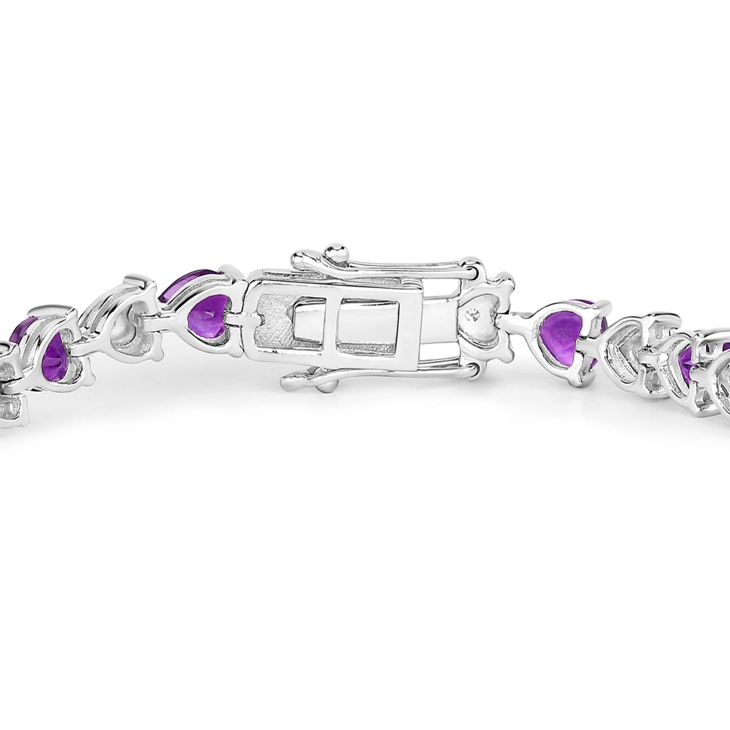 Amethyst Heart Bracelet With Diamonds 6.56 Carats Sterling Silver