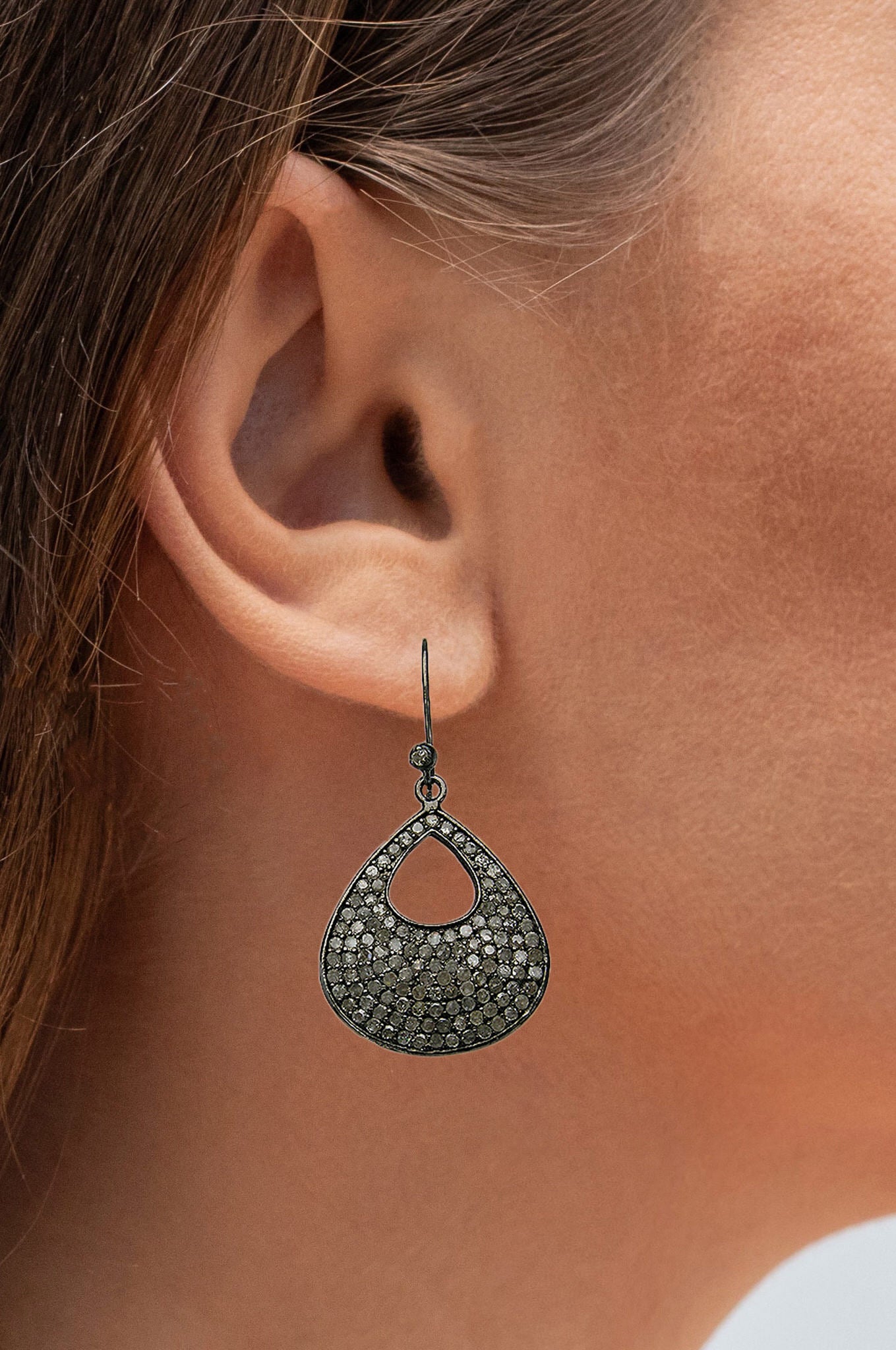 Diamond Cluster Earrings 3.14 Carats Sterling Silver