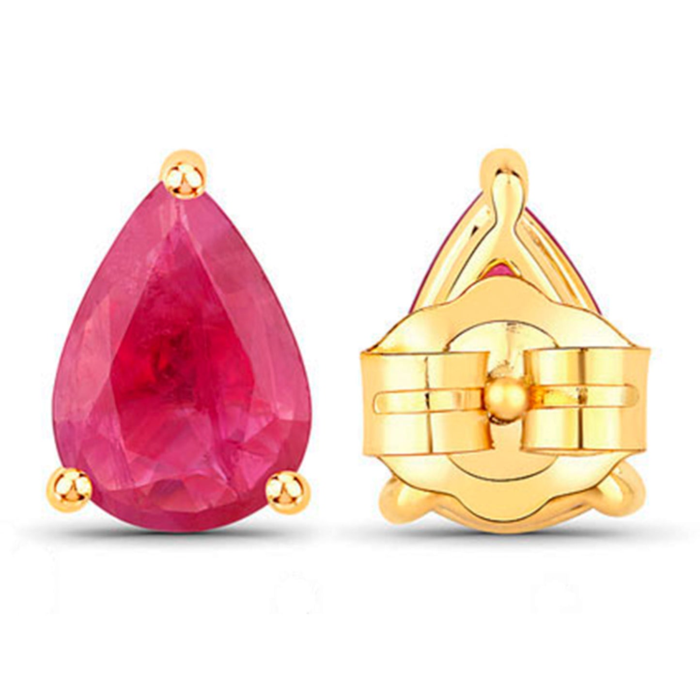 Ruby Stud Earrings 1.5 Carats 14K Yellow Gold