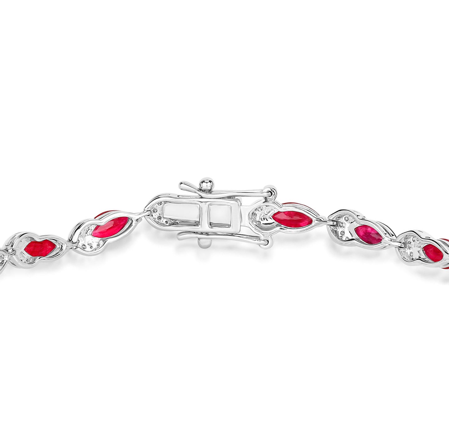 Ruby Bracelet With Diamonds 6.74 Carats 14K White Gold