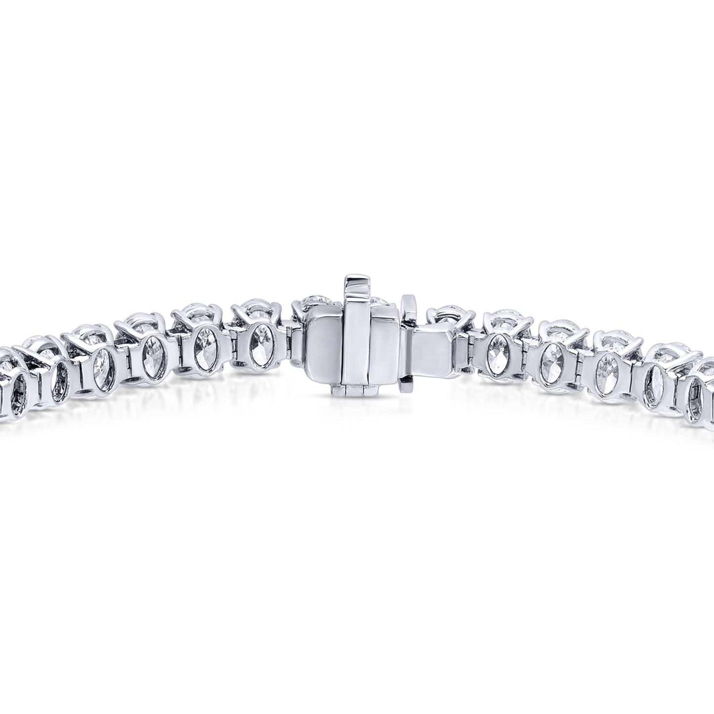 Modern Diamond Tennis Bracelet Oval Cut 19.9 Carats Total 18K White Gold