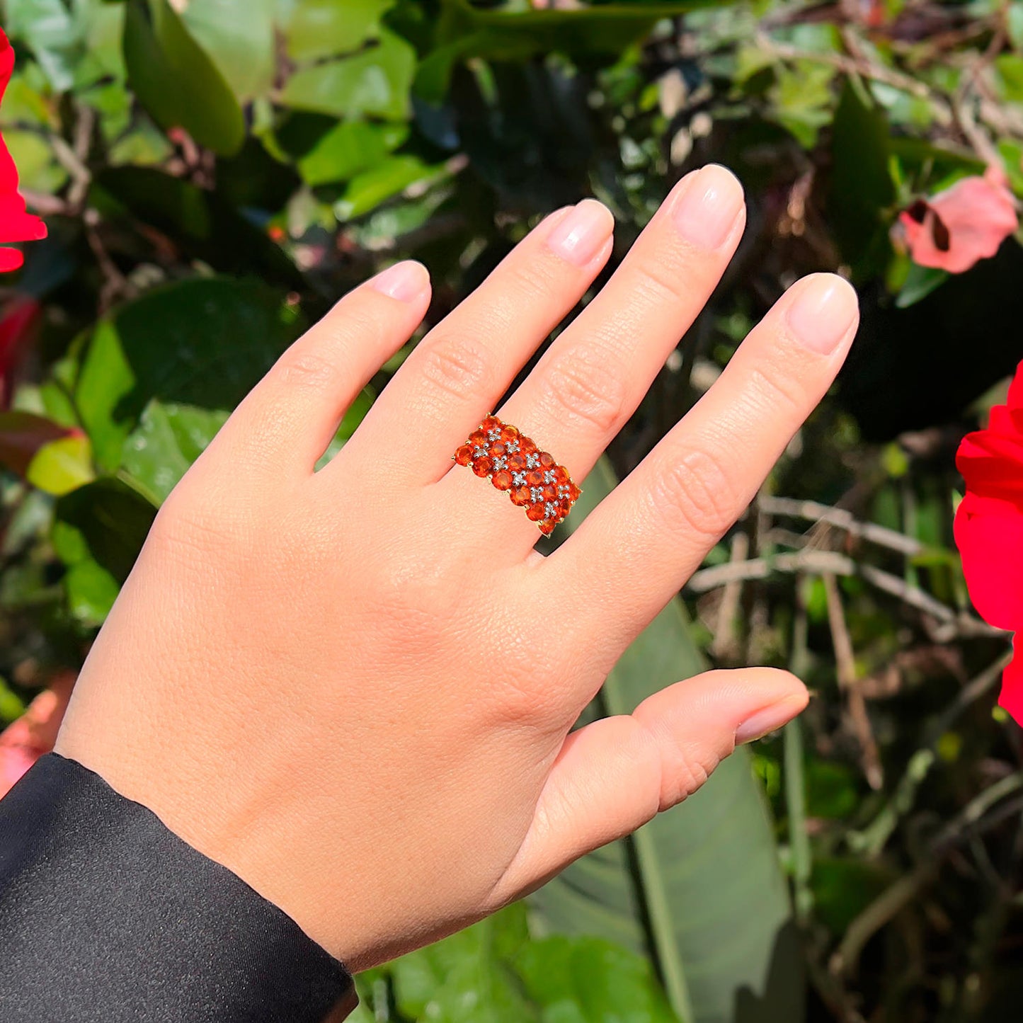 Citrine Cluster Ring with White Topaz 1.70 Carats 14K Gold Plated Silver