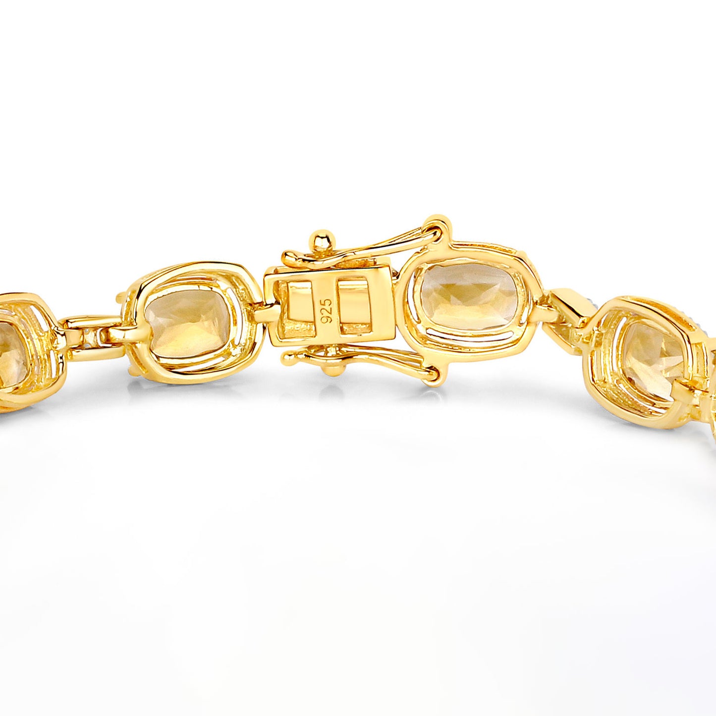 Citrine Bracelet With Diamonds 14.4 Carats Gold Plated Silver