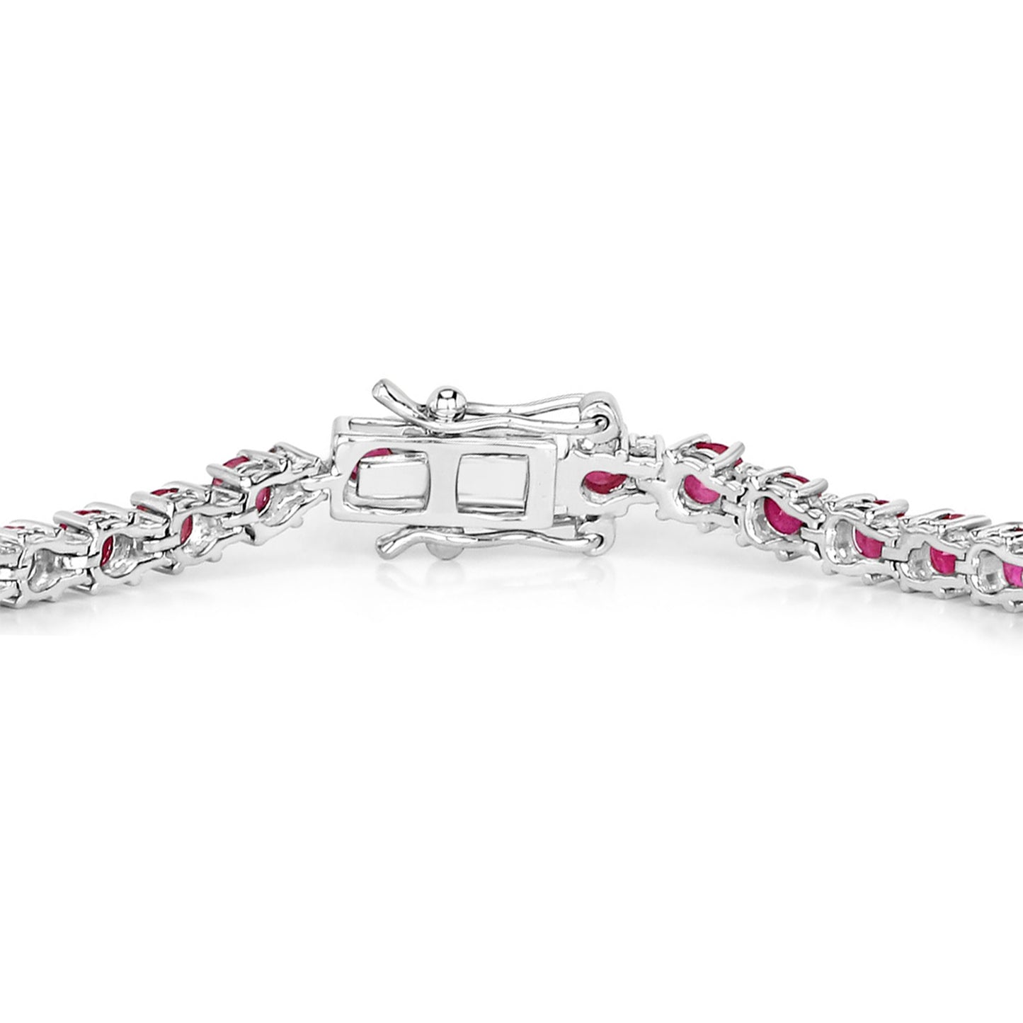 Ruby Bracelet With Diamonds 5.52 Carats 14K White Gold