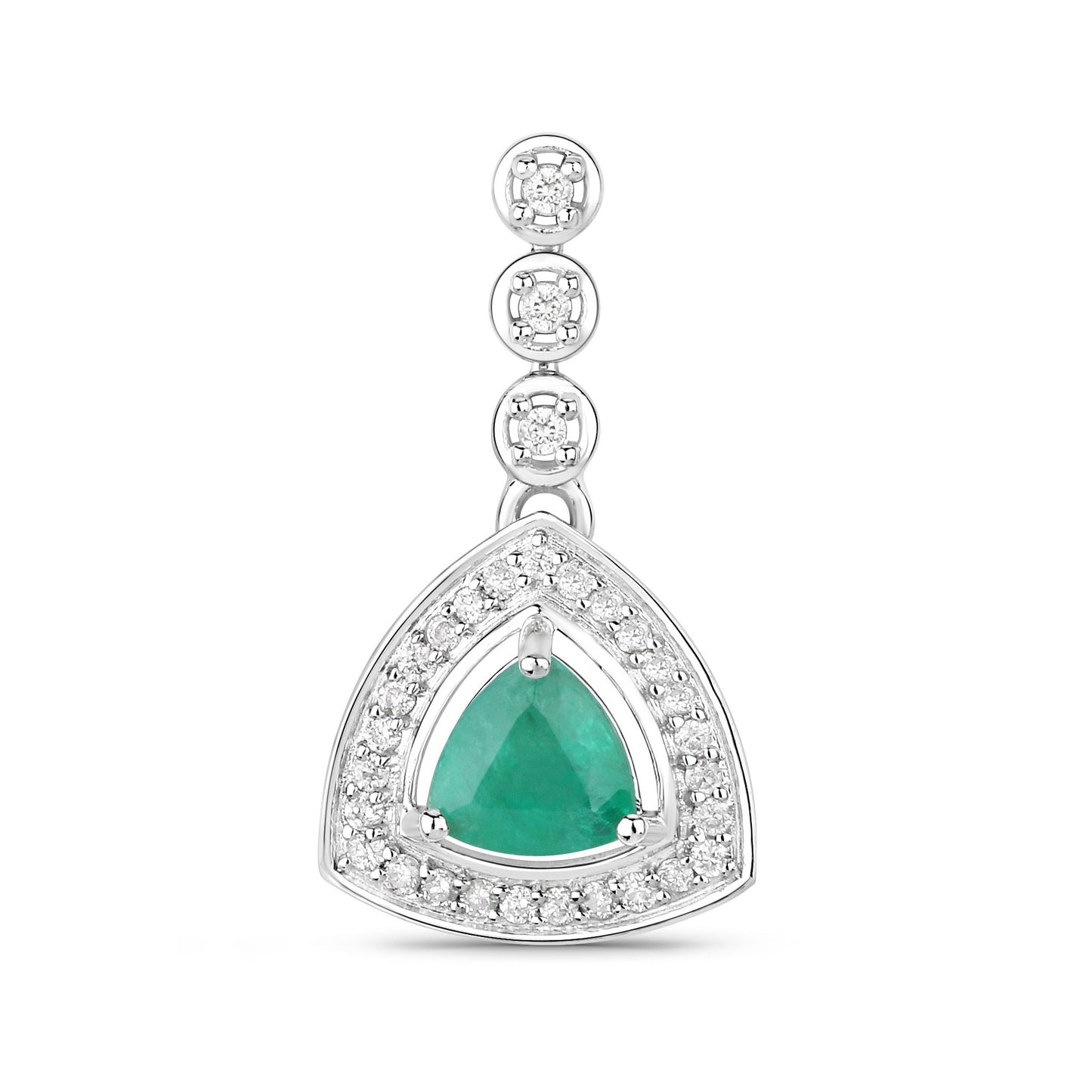 Natural Emerald Earrings With Diamonds 1.34 Carats 14K White Gold