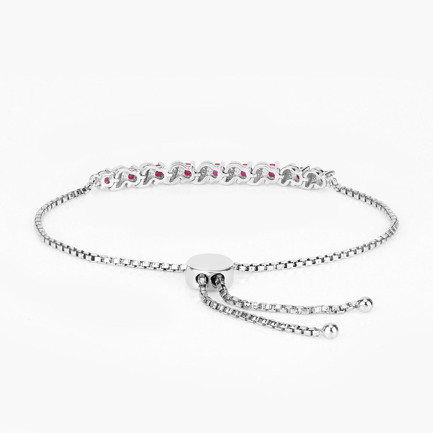 Ruby Bracelet With White Topaz 1.22 Carats Sterling Silver