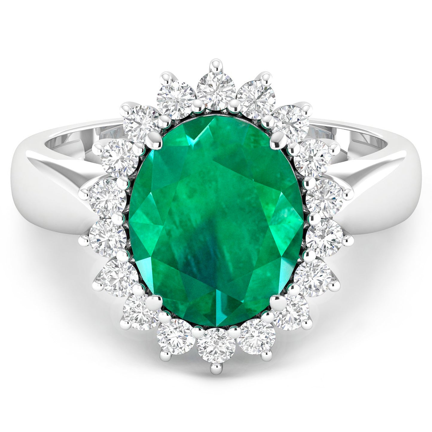 Zambian Emerald Cocktail Ring Diamond Setting 3.7 Carats Total 14K Gold