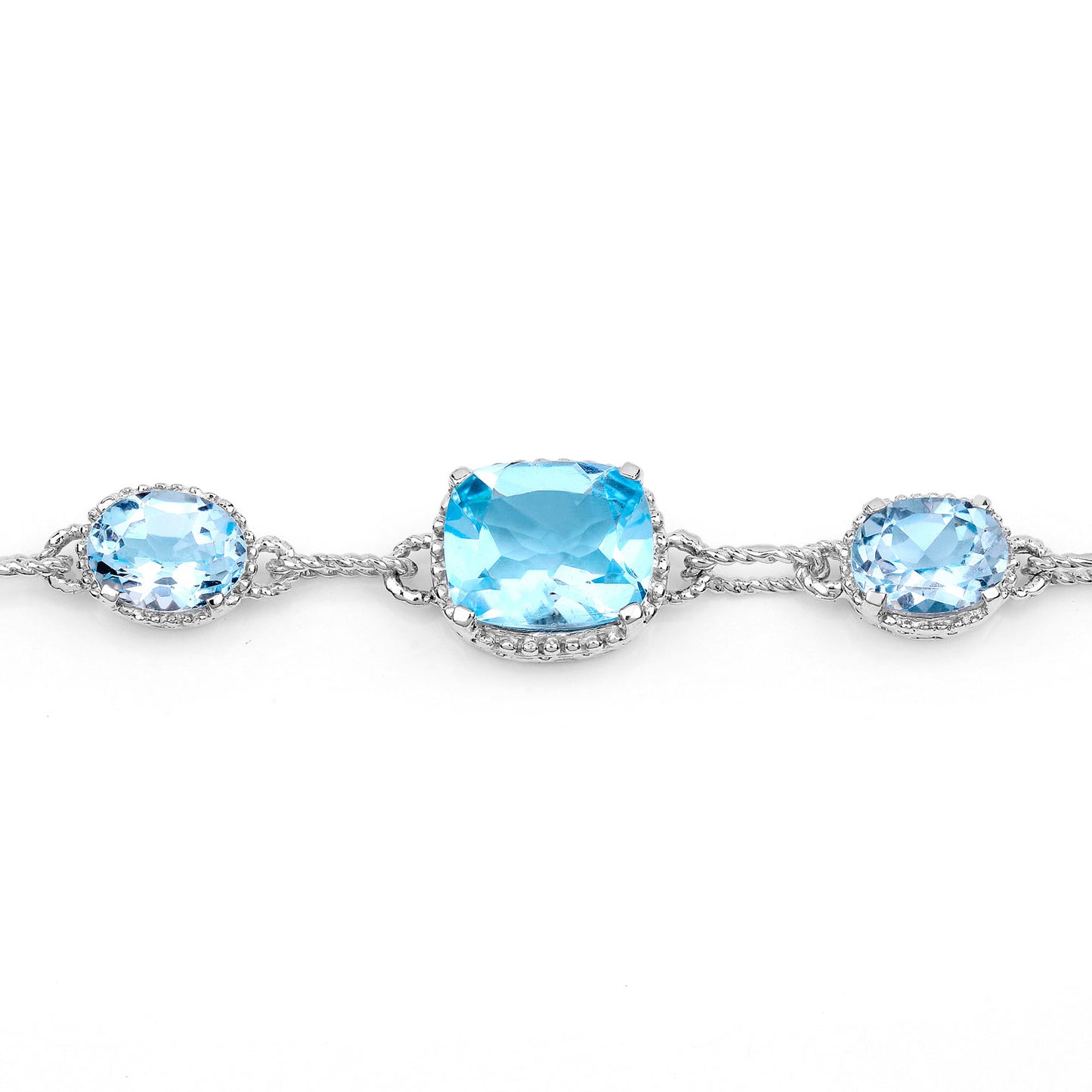 Blue Topaz Bracelet 20.7 Carats Sterling Silver
