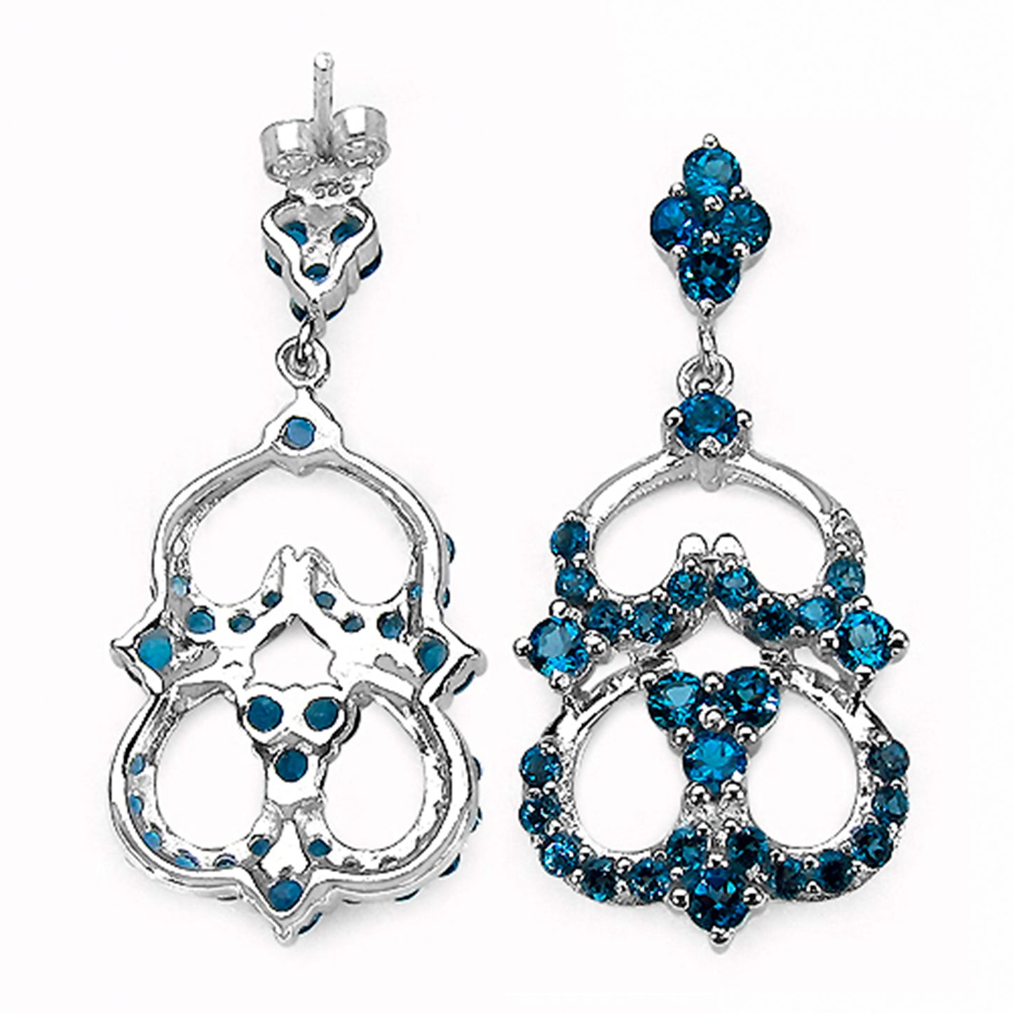 London Blue Topaz Dangle Earrings 4.8 Carats Sterling Silver