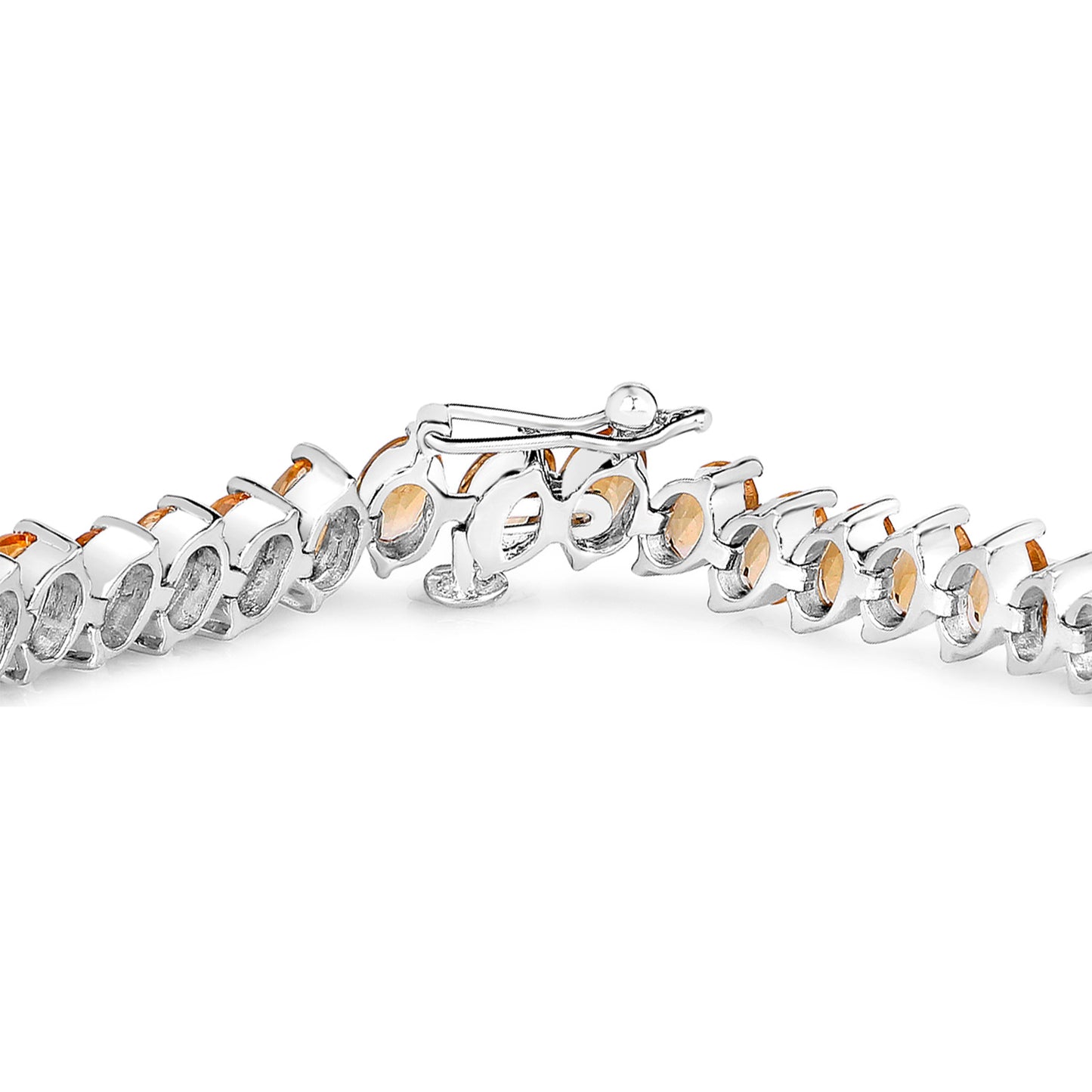 Citrine Tennis Bracelet 18 Carats 18K White Gold Plated Silver