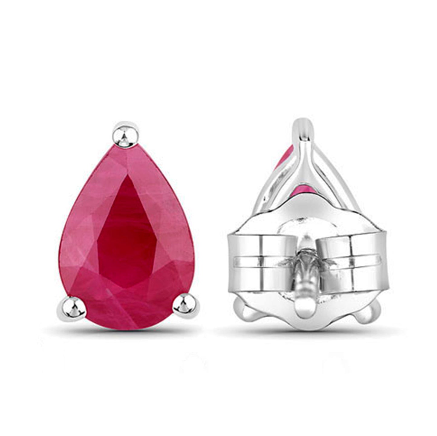 Ruby Stud Earrings 1.5 Carats 14K White Gold