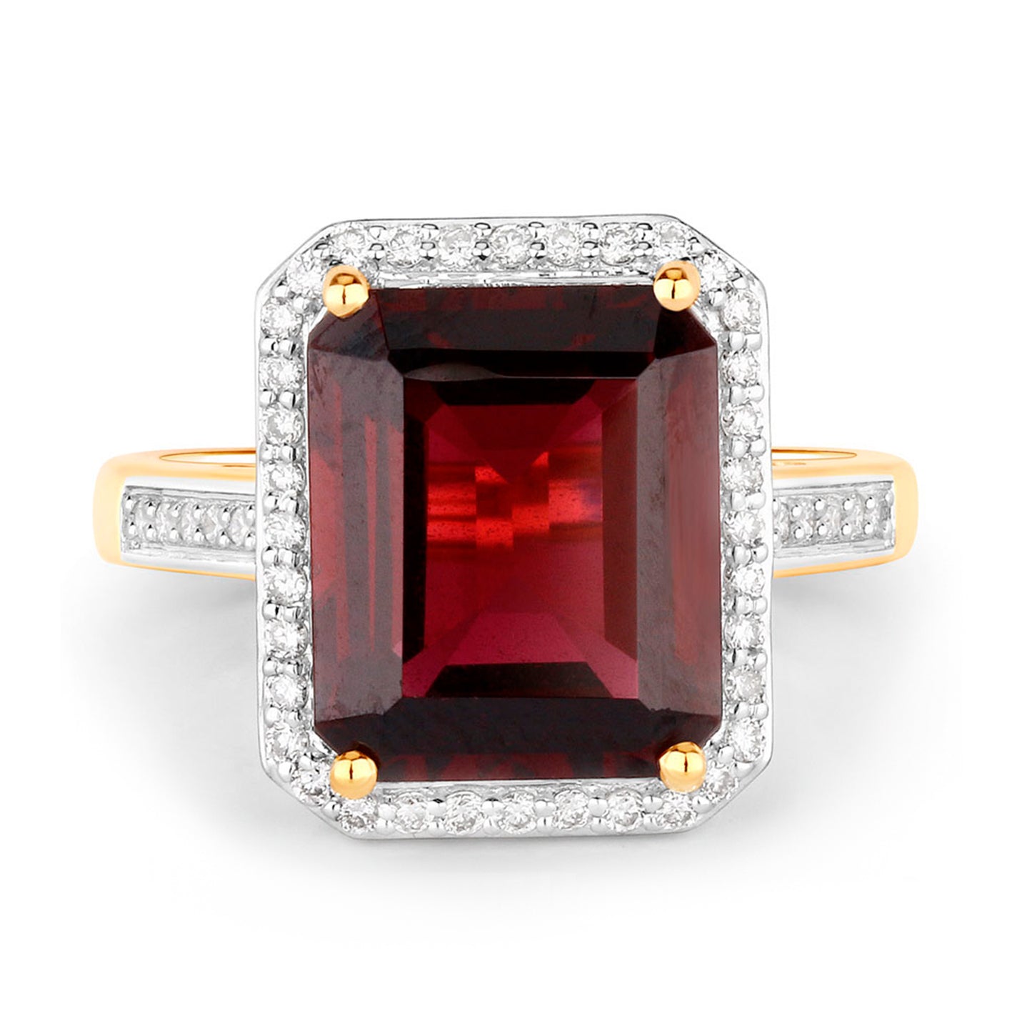 Rhodolite Garnet Cocktail Ring Diamond Setting 7.8 Carats Total 14K Gold