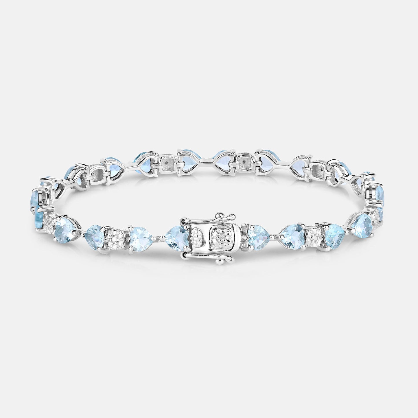 Aquamarine Tennis Bracelet Diamonds 7.35 Carats Sterling Silver