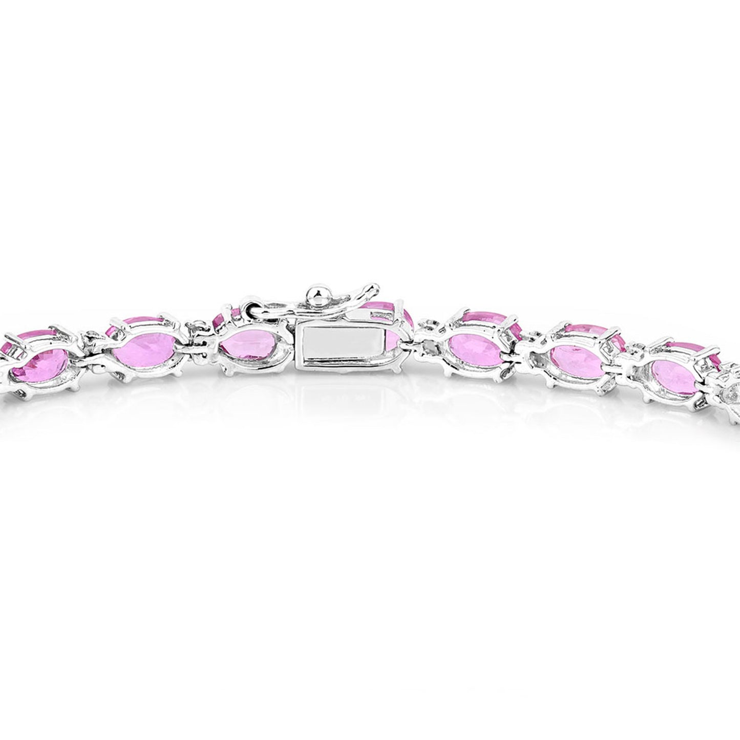 Pink Sapphire Bracelet Diamonds 13.7 Carats 14K White Gold