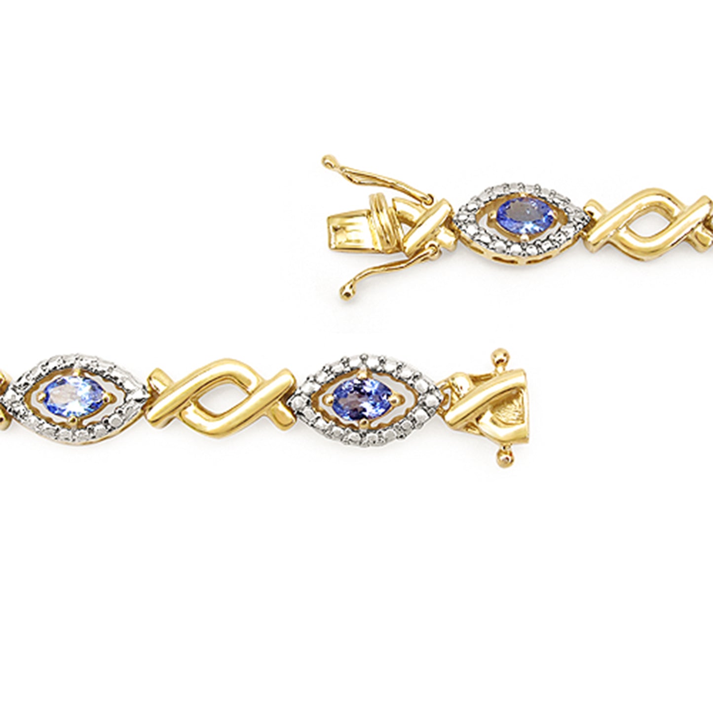 Tanzanite Tennis Bracelet 3.06 Carats Gold Plated Silver
