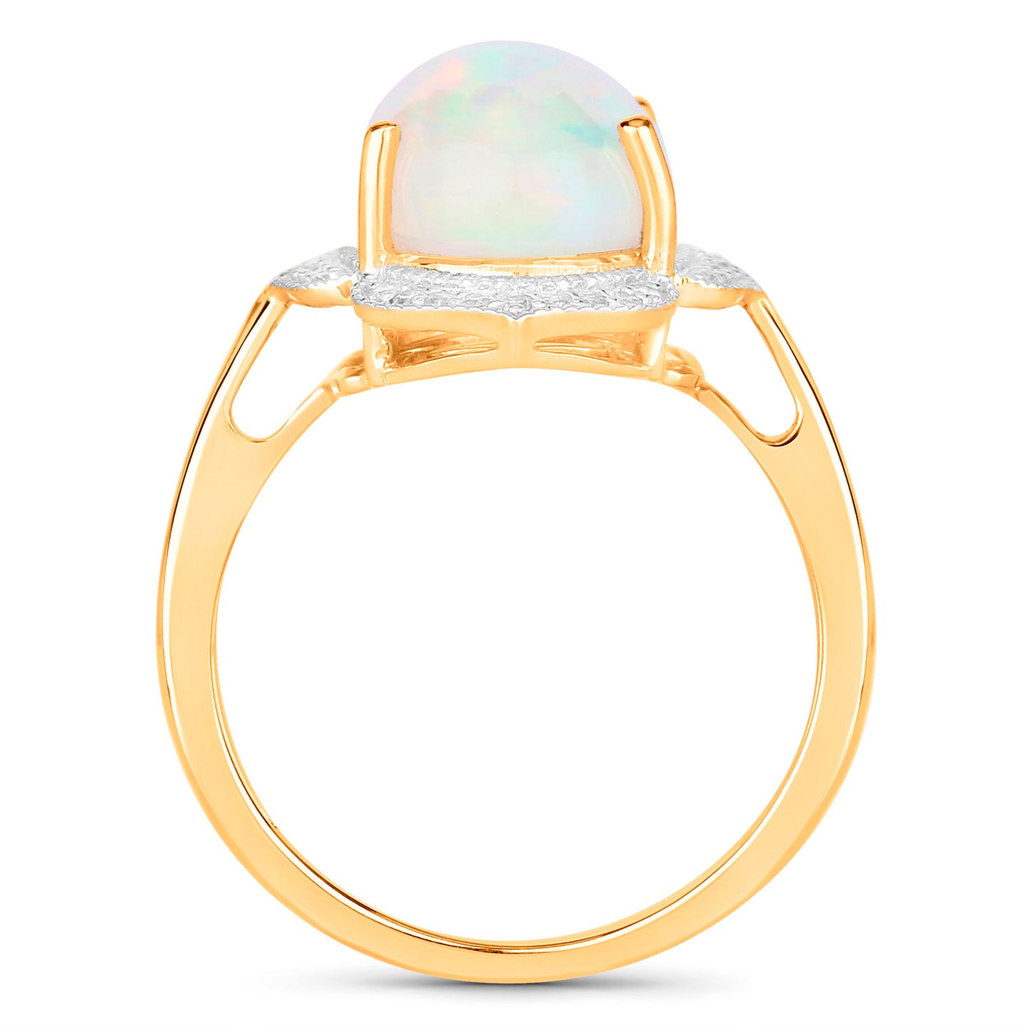 Ethiopian Opal Ring Diamonds 4.1 Carats 14K Yellow Gold