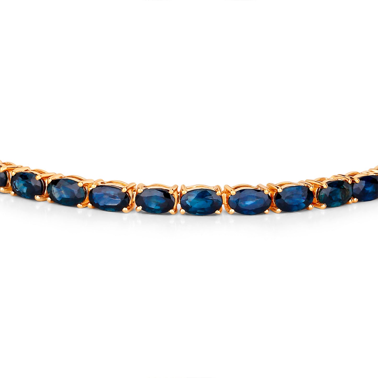 Blue Sapphire Tennis Bracelet 7.45 Carats 14K Yellow Gold