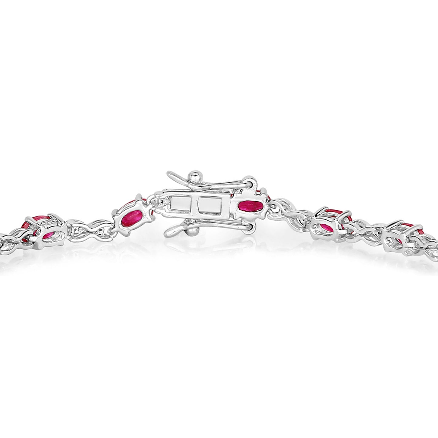 Ruby Bracelet With Diamonds 3.6 Carats 14K White Gold