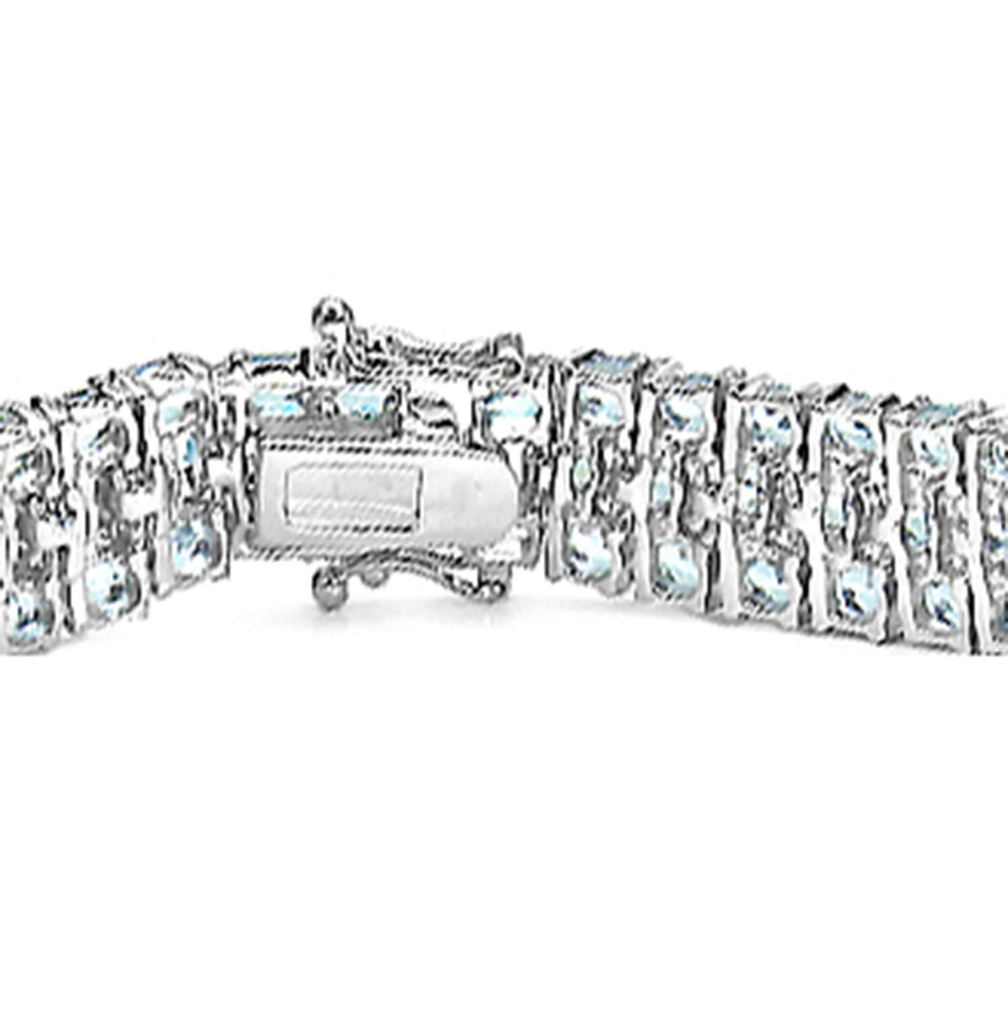 Blue Topaz Tennis Bracelet 26 Carats Sterling Silver