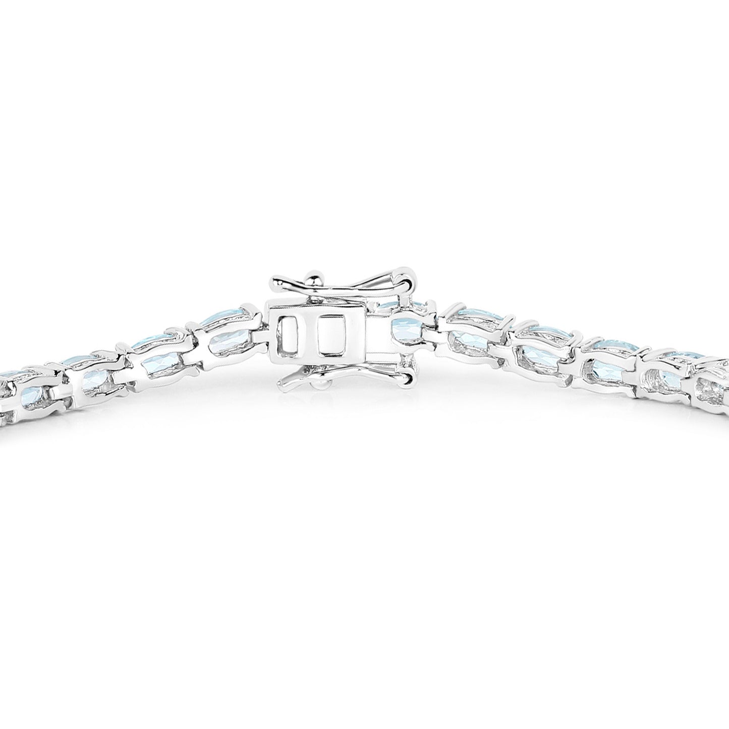 Blue Topaz Tennis Bracelet 8.98 Carats 18K White Gold Plated Silver