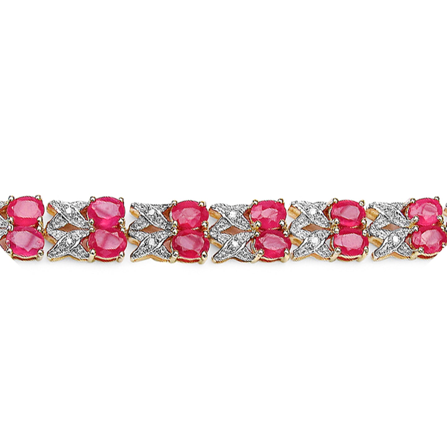 Ruby Bracelet With Diamonds 13.9 Carats Gold Plated Silver